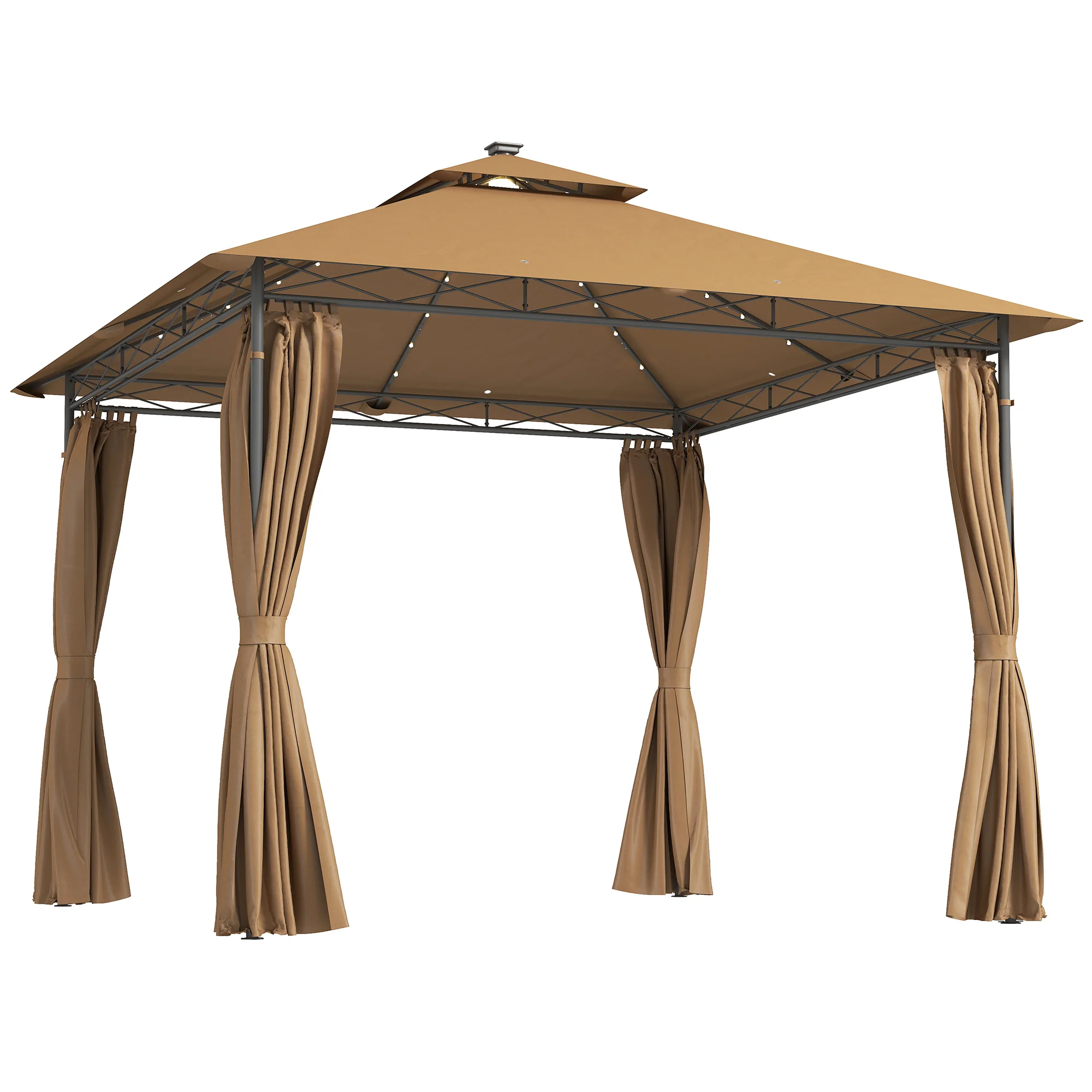 Outsunny 3 x 3 m Double Roof Outdoor Gazebo with Curtains, Dark Grey - Image 10