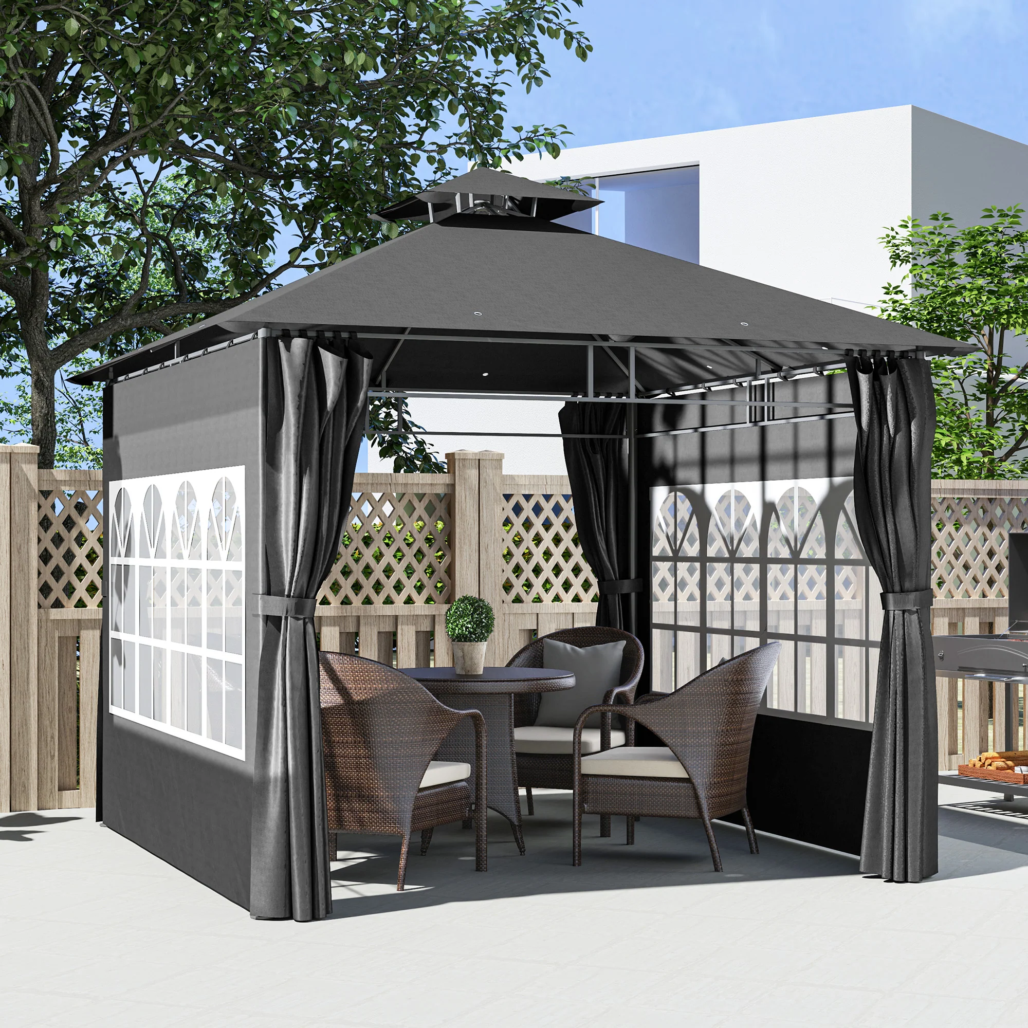 Outsunny 3 x 3 m Garden Gazebo, Outdoor Gazebo Canopy Shelter - Image 11