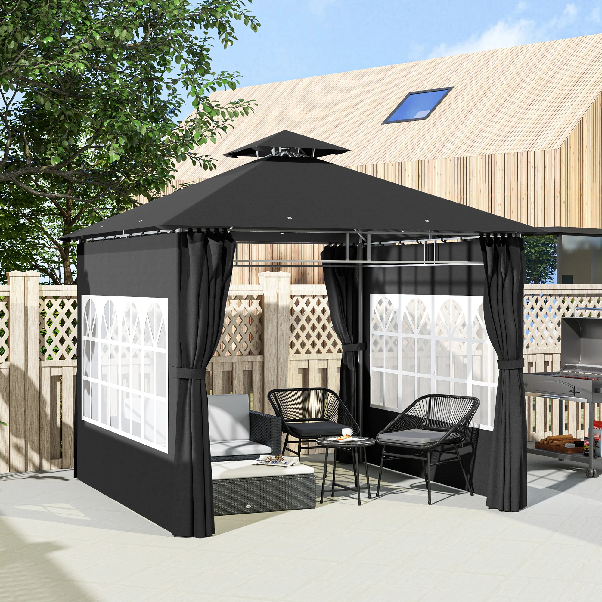 Outsunny 3 x 3 m Garden Gazebo, Outdoor Gazebo Canopy Shelter - Image 2