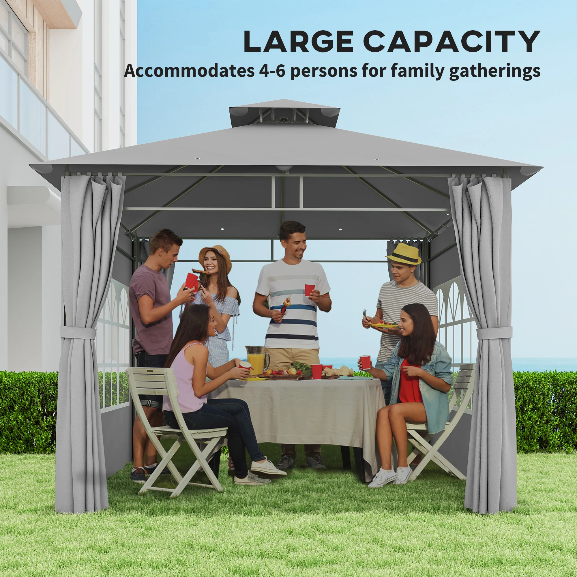 Outsunny 3 x 3 m Garden Gazebo, Outdoor Gazebo Canopy Shelter - Image 21