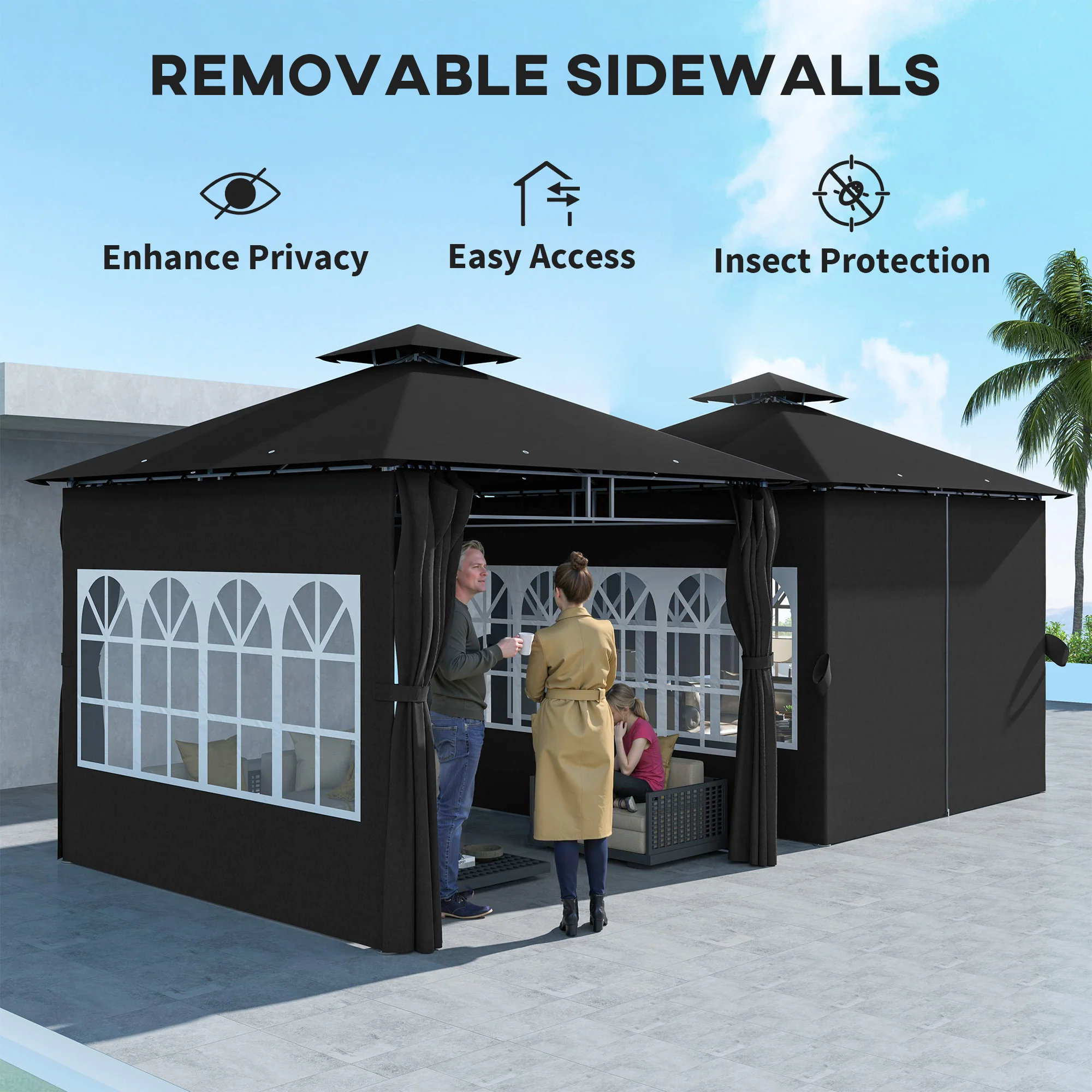 Outsunny 3 x 3 m Garden Gazebo, Outdoor Gazebo Canopy Shelter - Image 7
