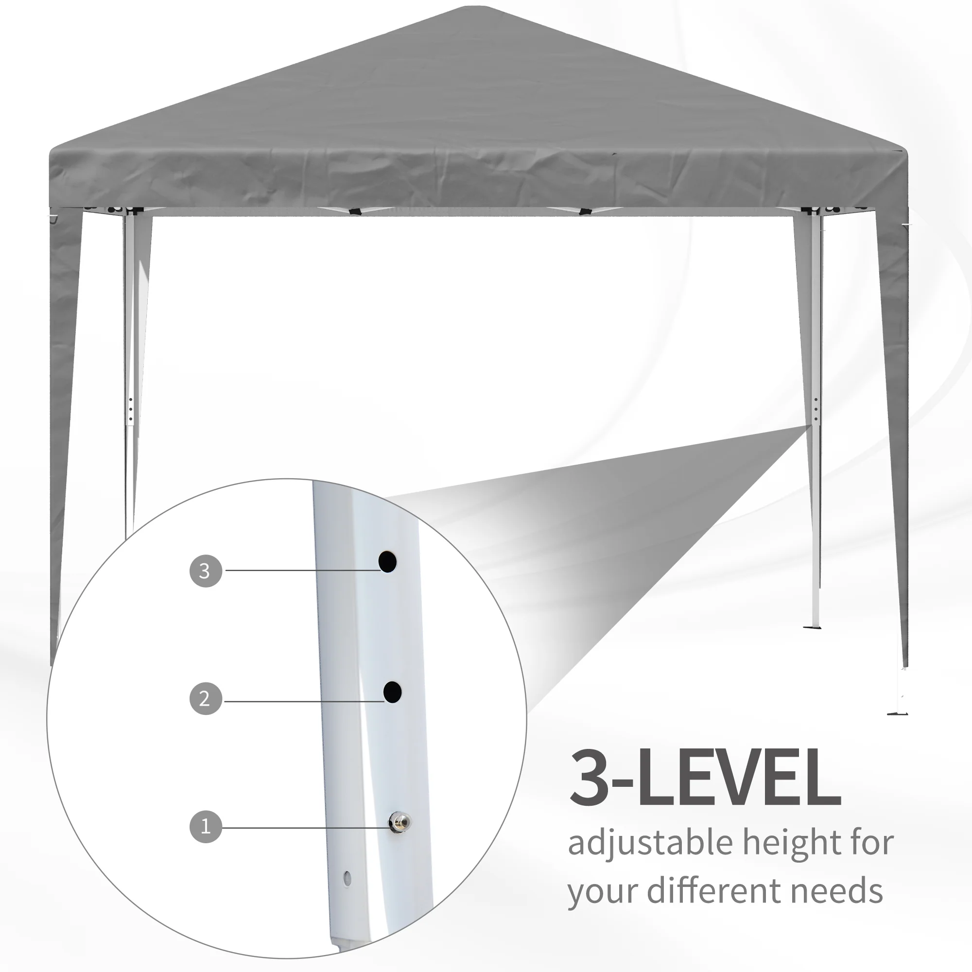 Outsunny 3 x 3 m Garden Pop Up Gazebo Marquee Party Tent Wedding Canopy Grey - Image 6