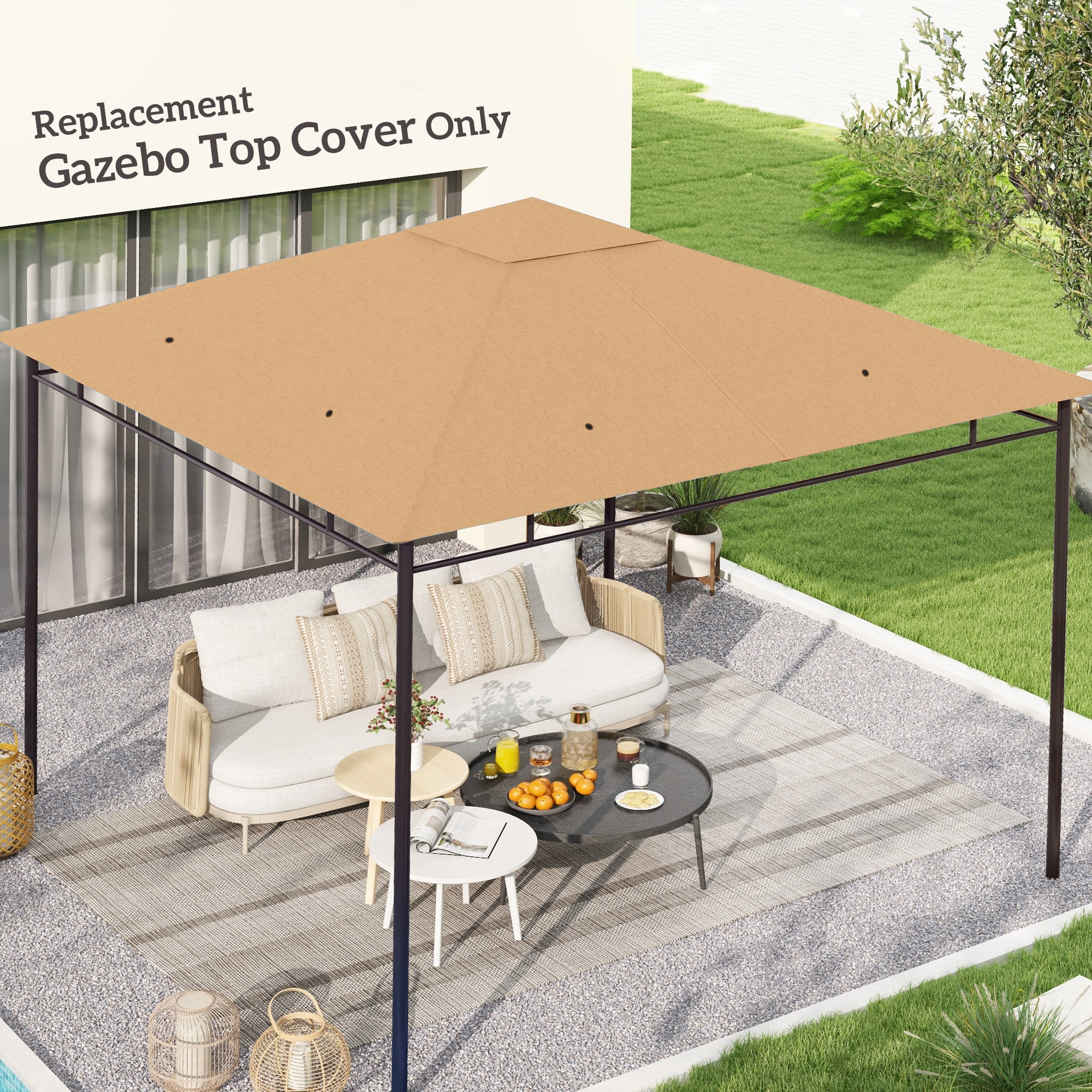 Outsunny 3 x 3 m Gazebo Canopy Replacement Cover, Gazebo Roof Replacement - Image 2