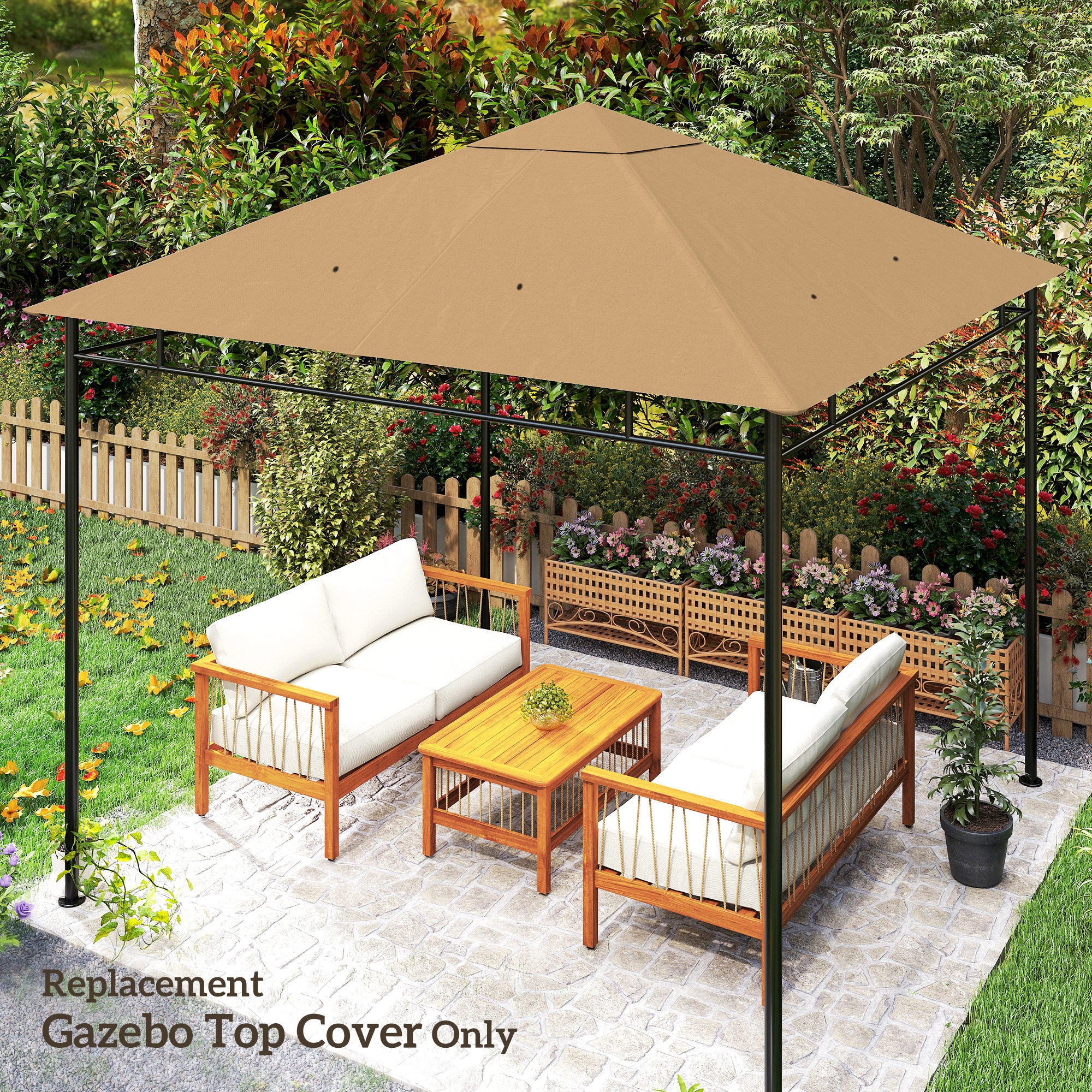 Outsunny 3 x 3 m Gazebo Canopy Replacement Cover, Gazebo Roof Replacement - Image 7