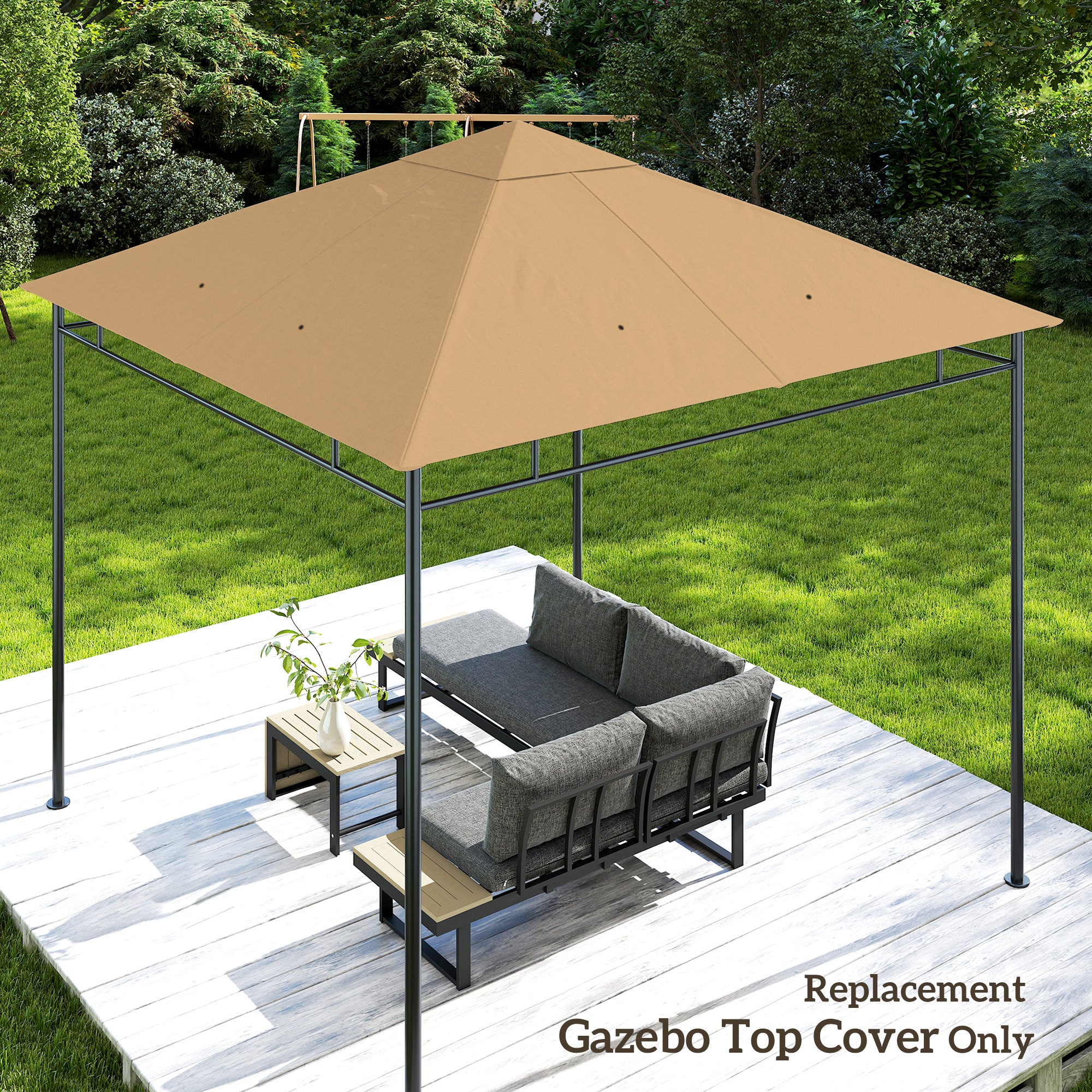 Outsunny 3 x 3 m Gazebo Canopy Replacement Cover, Gazebo Roof Replacement - Image 9