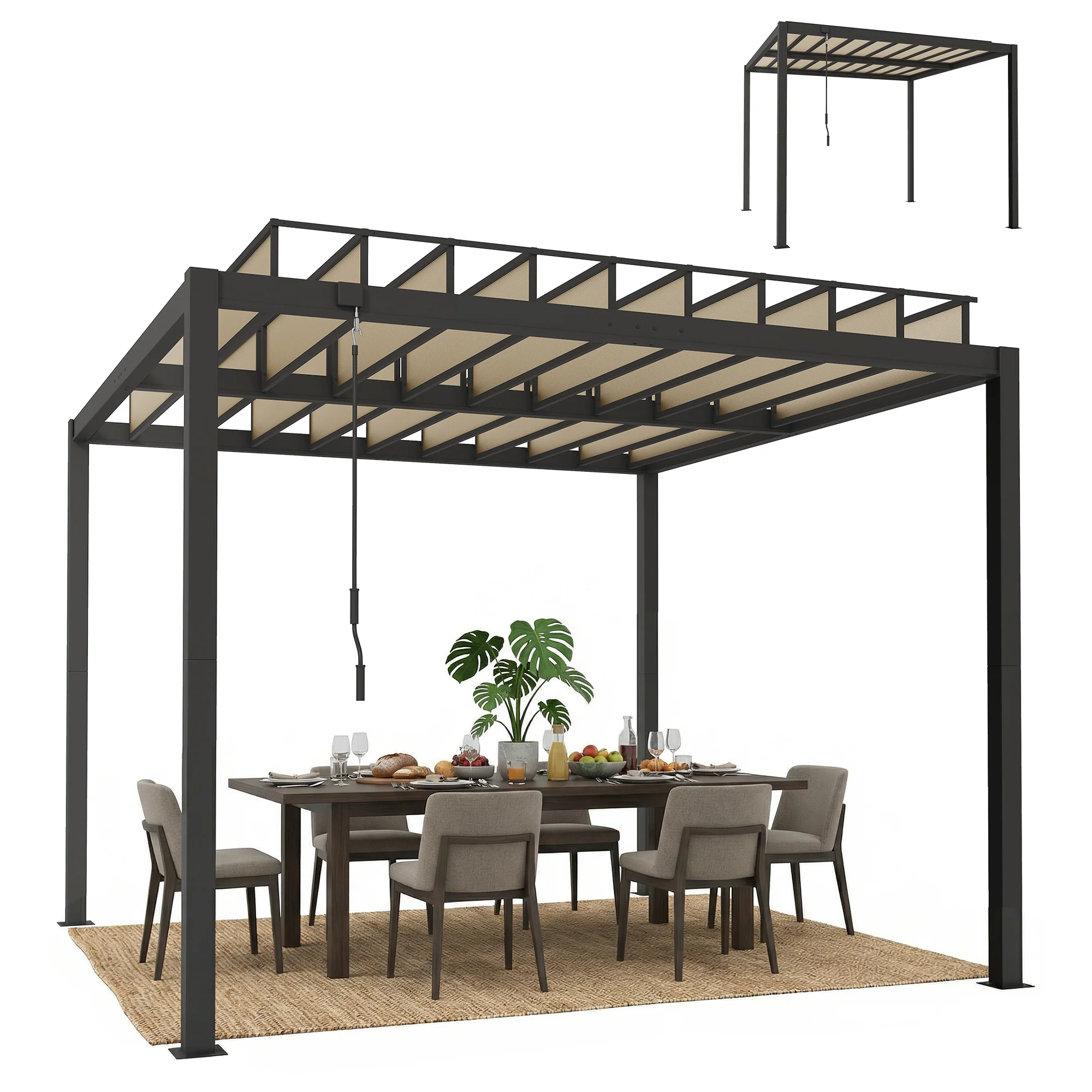Outsunny 3 X 3 M Louvered Pergola With PC Roof, Aluminium Patio Gazebo