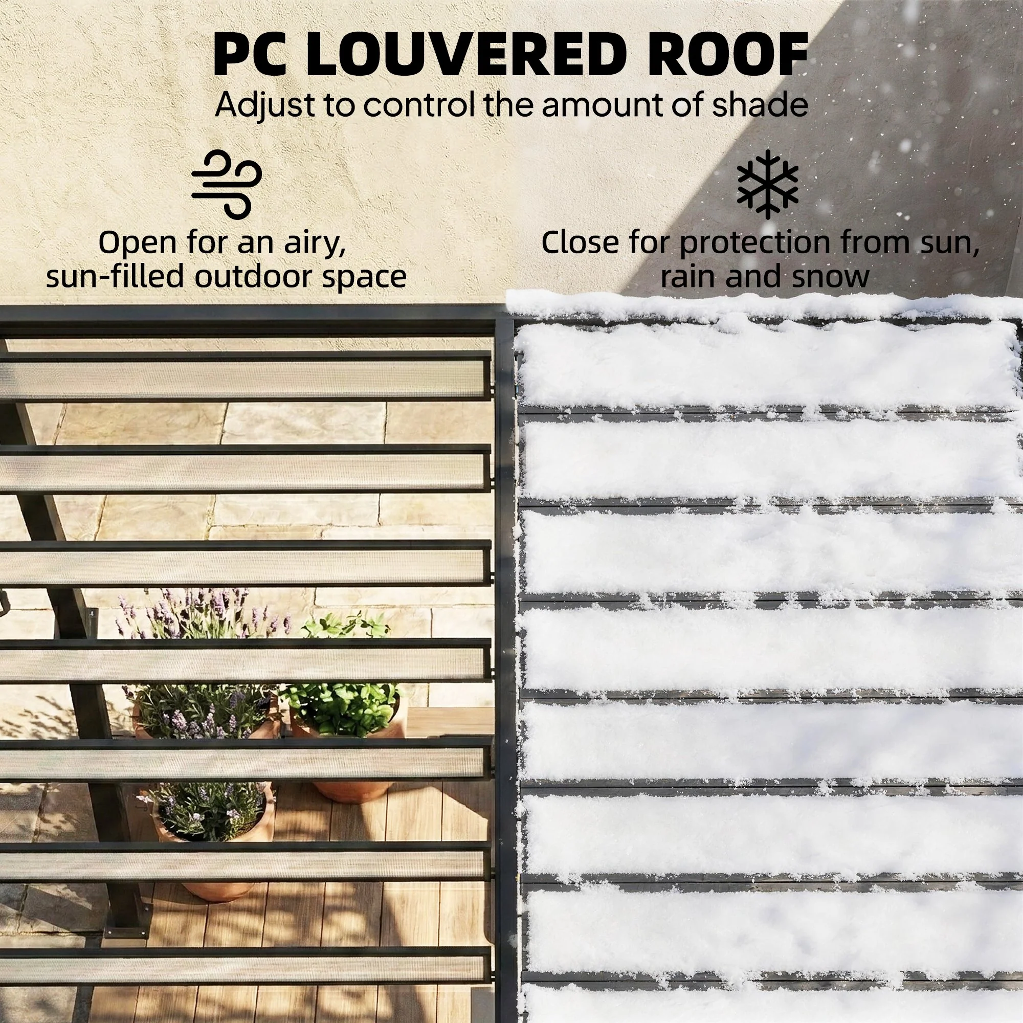Outsunny 3 X 3 M Louvered Pergola With PC Roof, Aluminium Patio Gazebo - Image 3