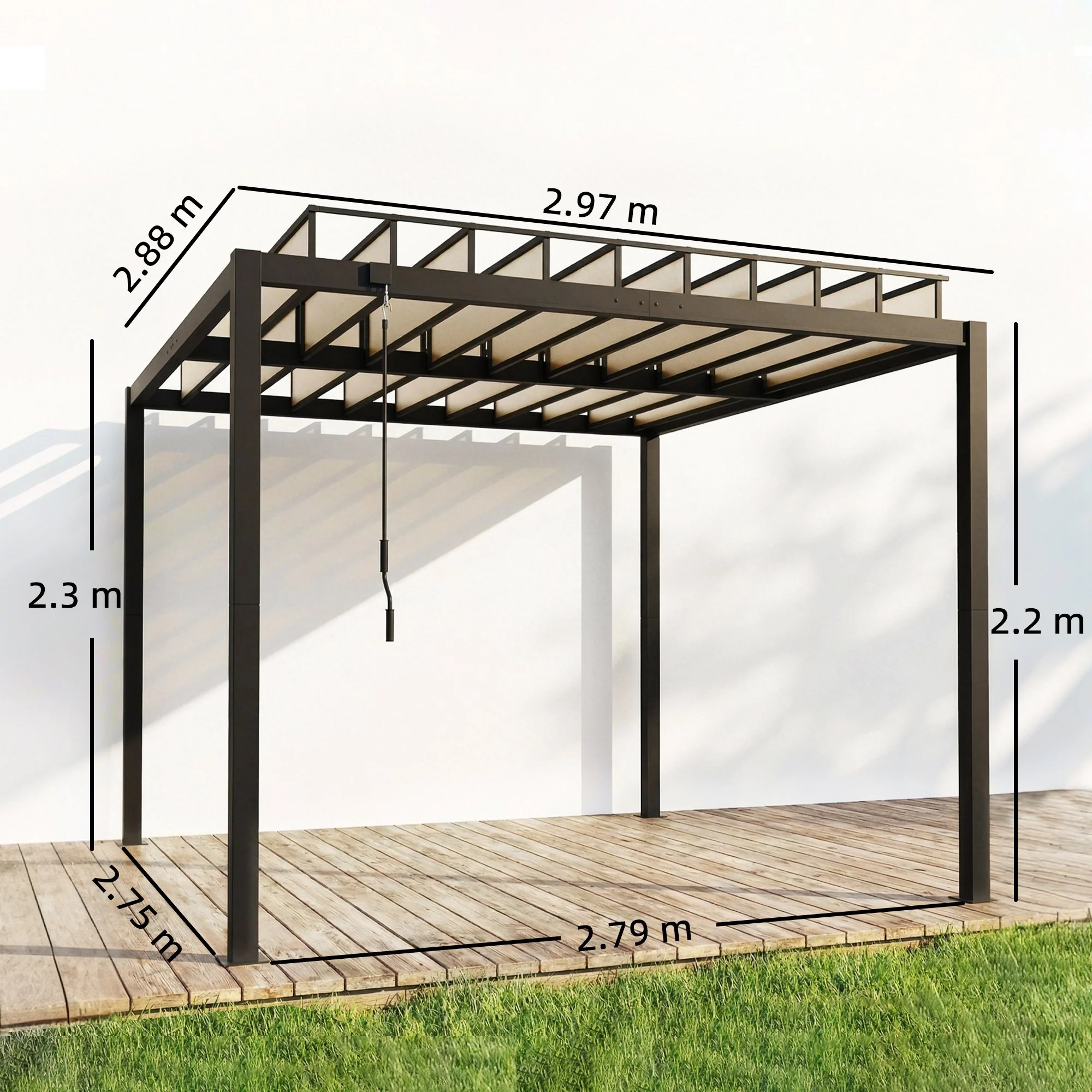 Outsunny 3 X 3 M Louvered Pergola With PC Roof, Aluminium Patio Gazebo - Image 5
