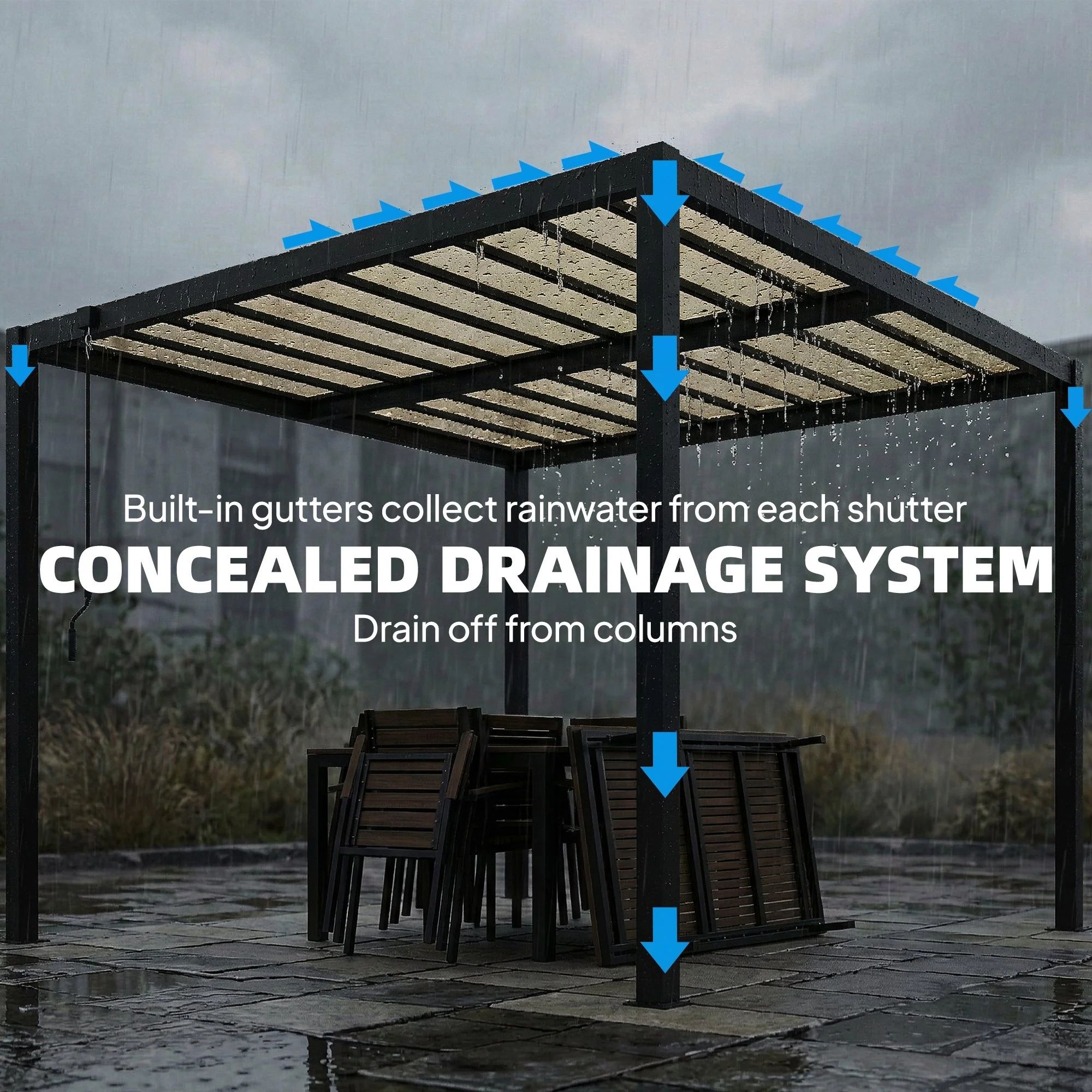 Outsunny 3 X 3 M Louvered Pergola With PC Roof, Aluminium Patio Gazebo - Image 6