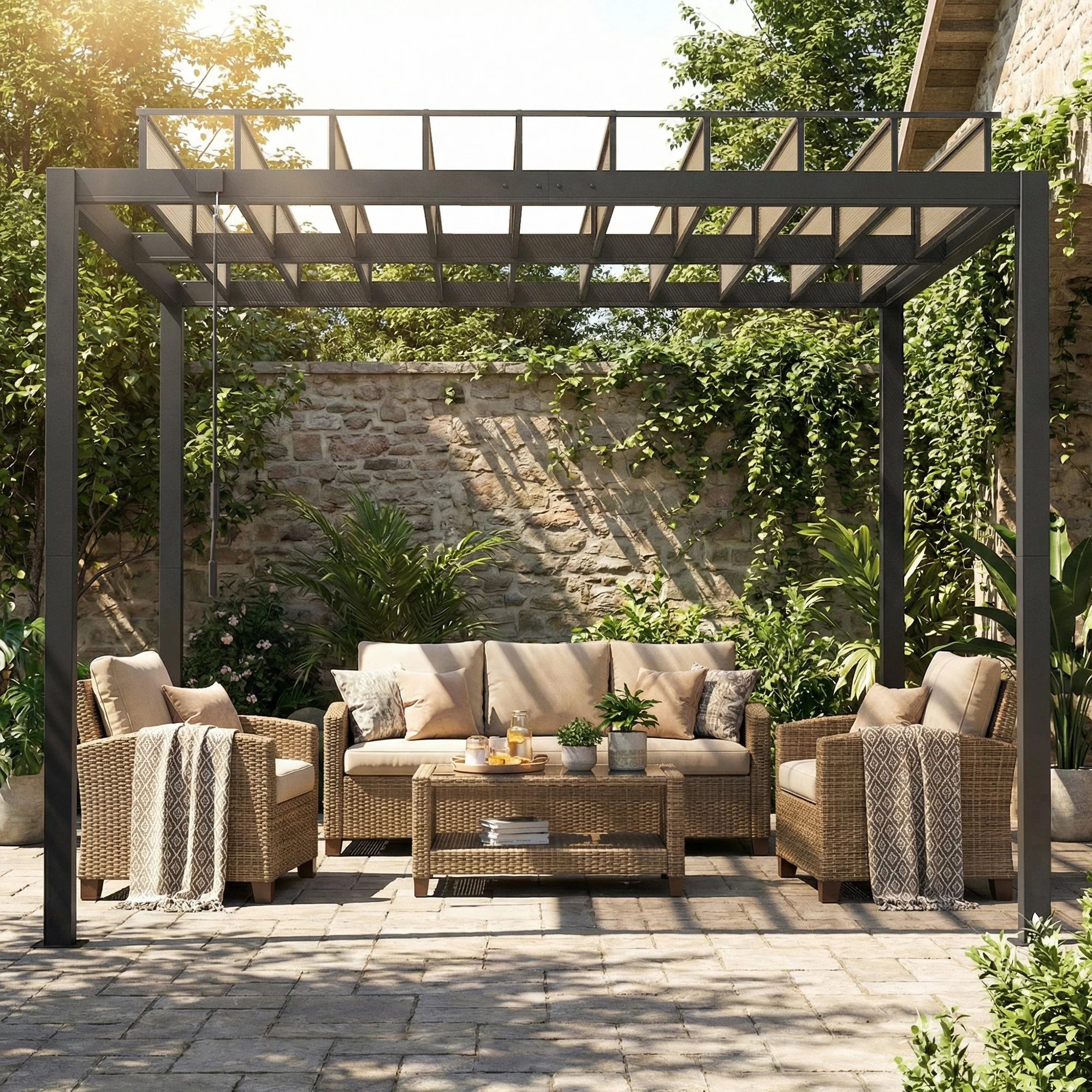 Outsunny 3 X 3 M Louvered Pergola With PC Roof, Aluminium Patio Gazebo - Image 8