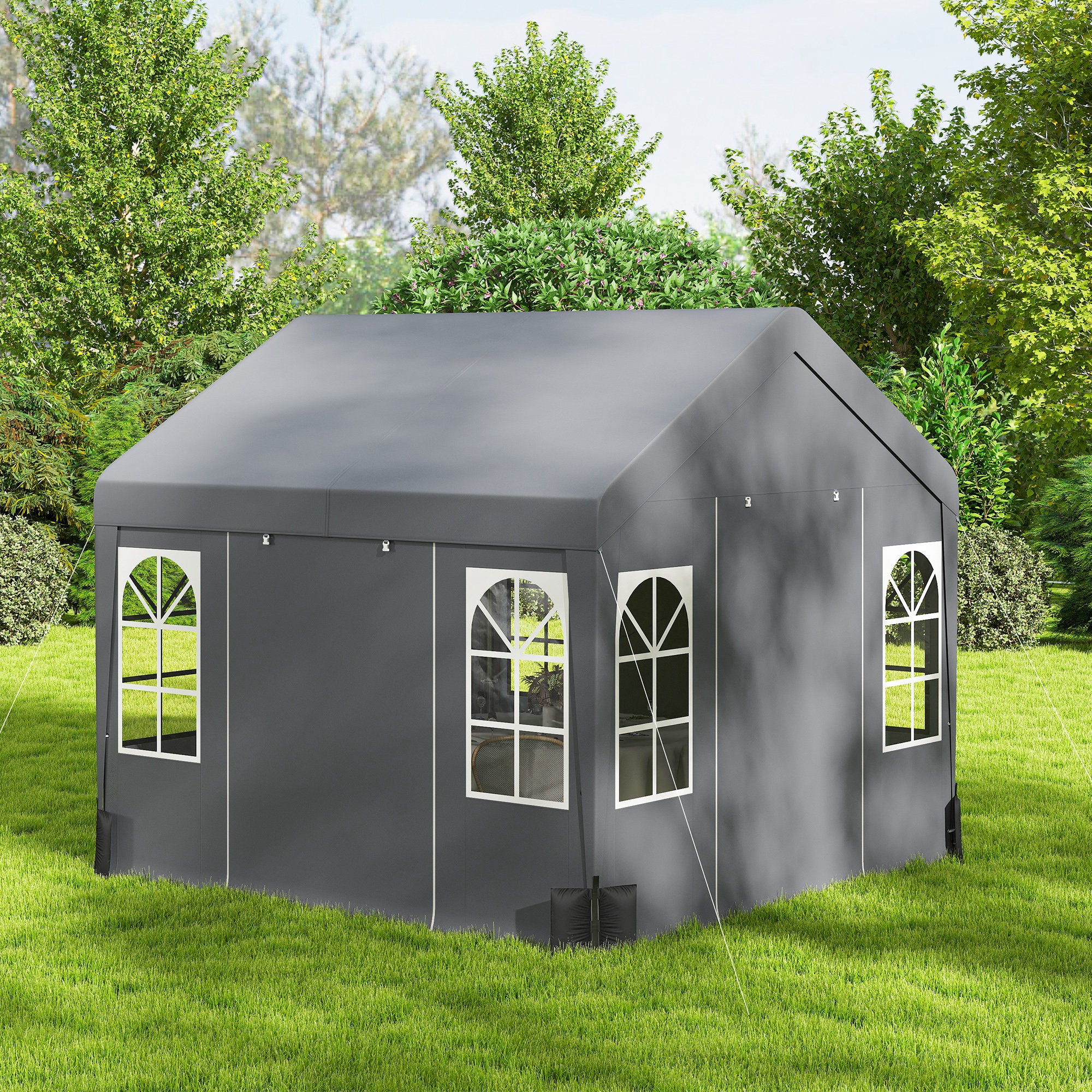 Outsunny 3 X 3 M Party Tent, Outdoor Canopy Tent With Sidewalls, Grey - Image 8