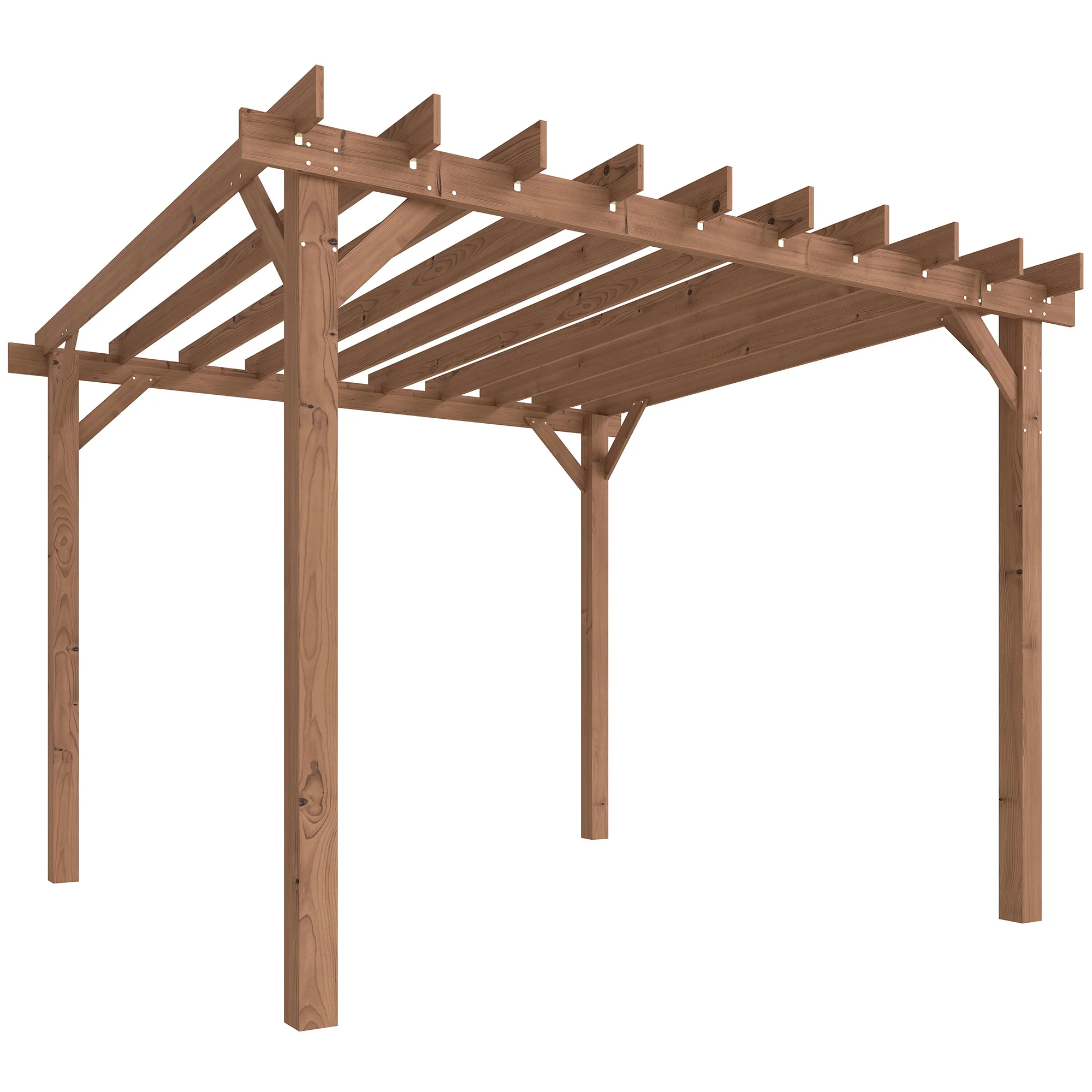 Outsunny 3 x 3 m Wooden Pergola Gazebo Grape Trellis, Maple Wood-effect