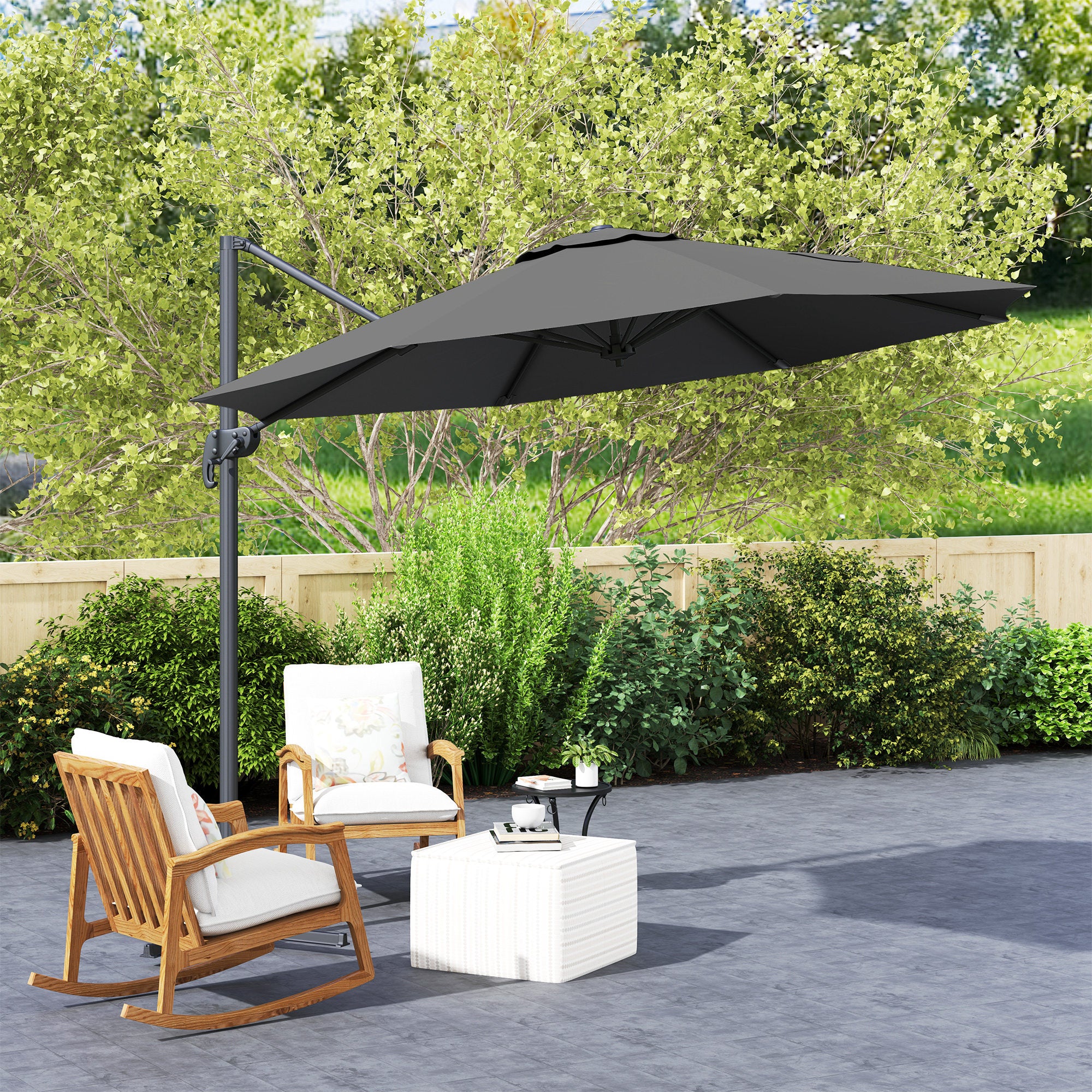 Outsunny 3 X 3(m) Cantilever Parasol Garden Umbrella With Cross Base - Image 9