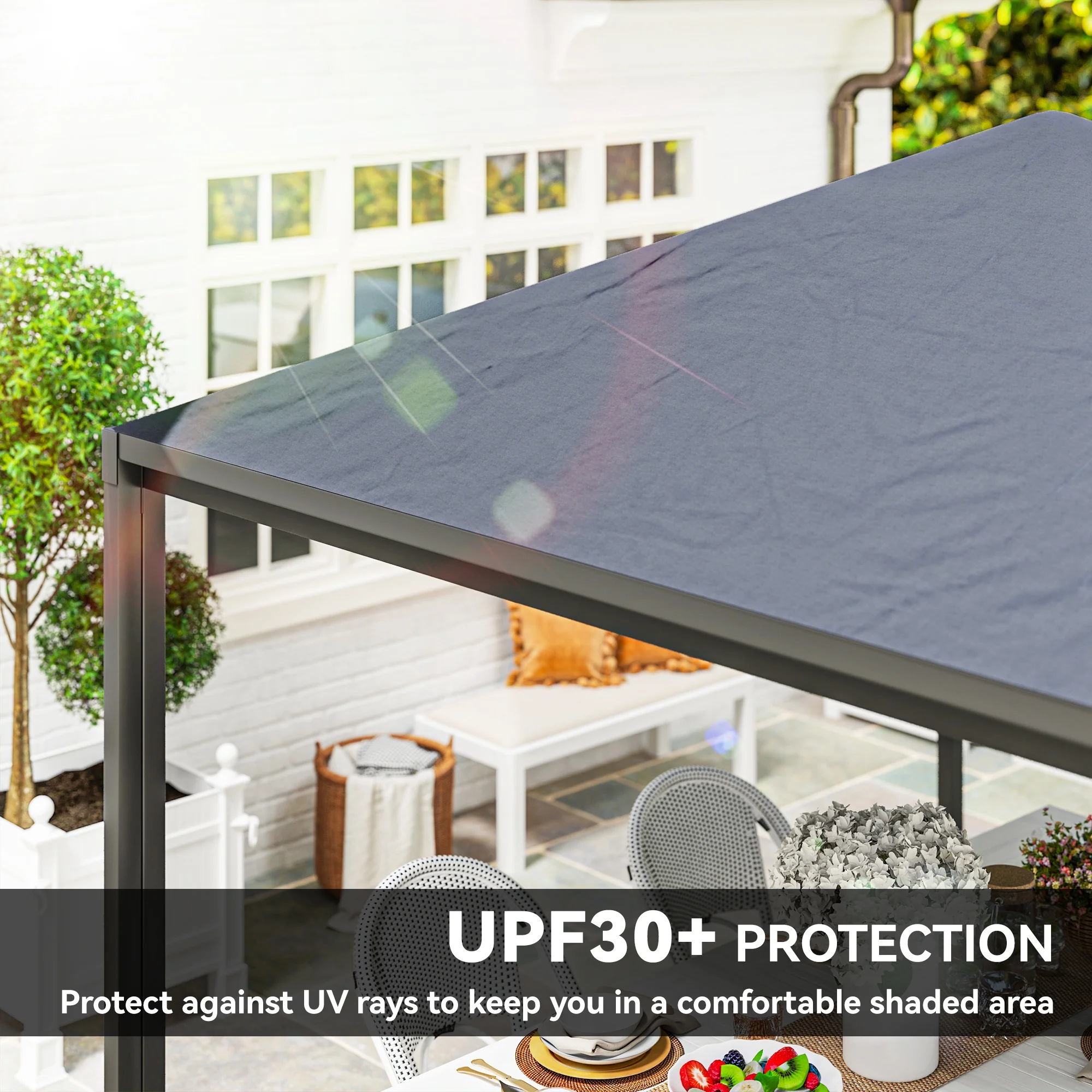 Outsunny 3 x 3(m) Garden Gazebo Canopy with Extendable Awning and Wheels - Image 4