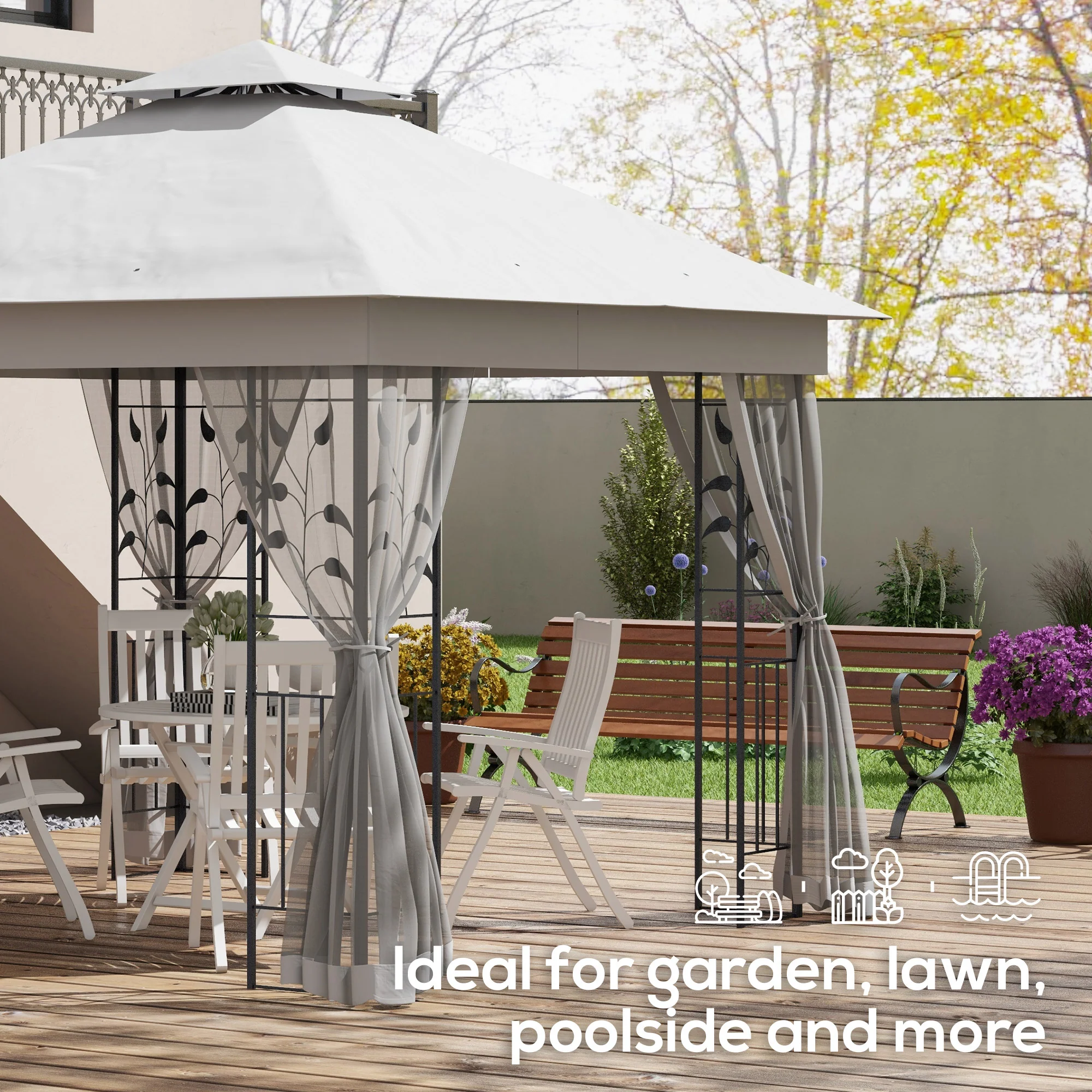 Outsunny 3 x 3(m) Garden Gazebo Marquee Tent Canopy Shelter Pavilion Grey - Image 7