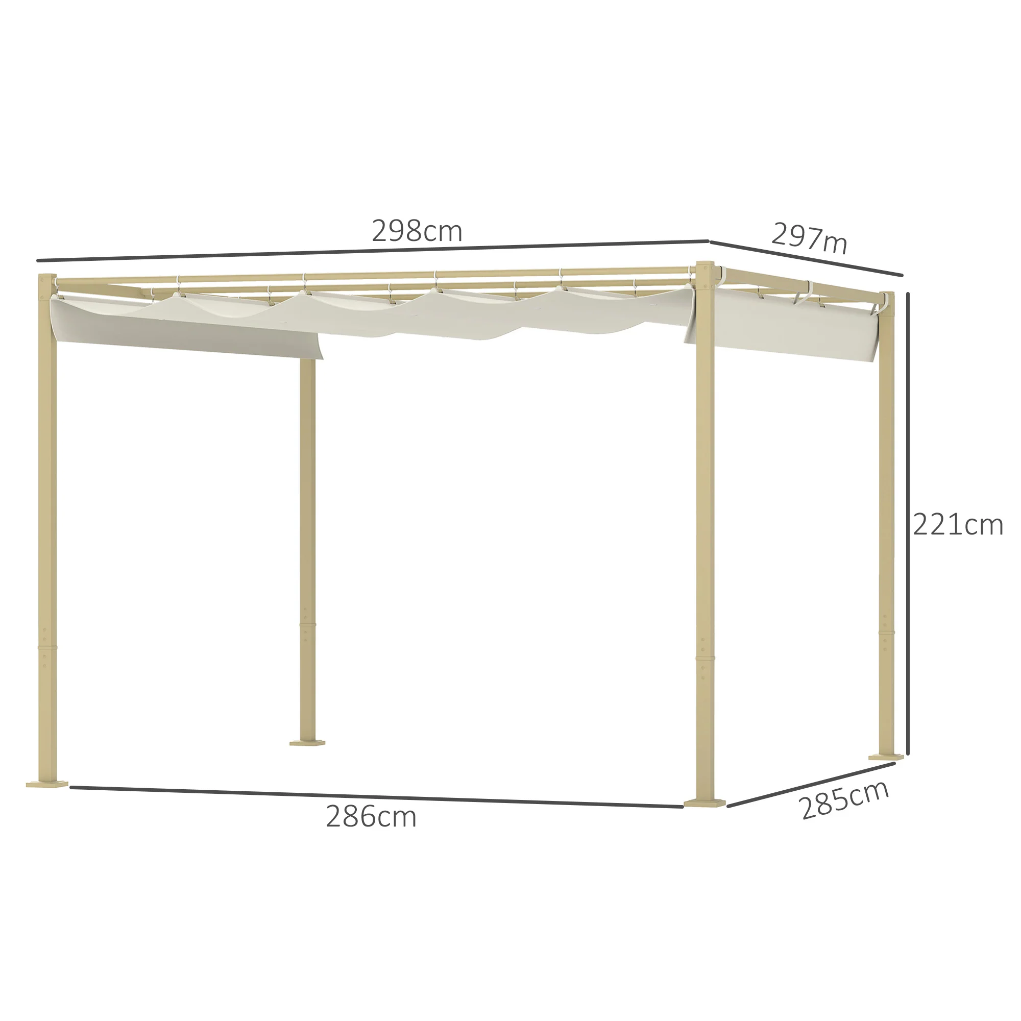 Outsunny 3 X 3(m) Garden Pergola With Retractable Roof, UPF30+ - Image 14