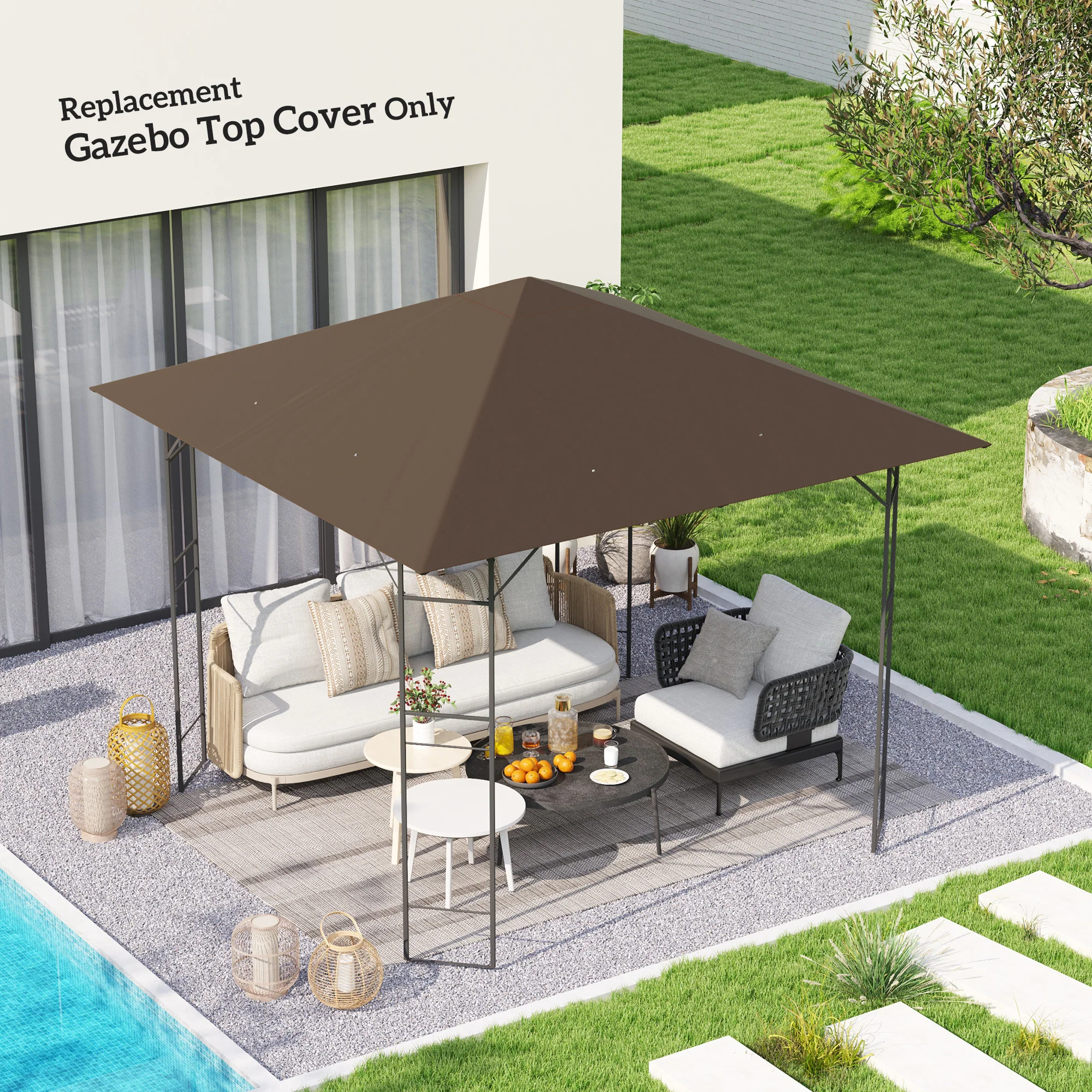 Outsunny 3 X 3(m) Gazebo Canopy Replacement Cover With Drain Holes - Image 11