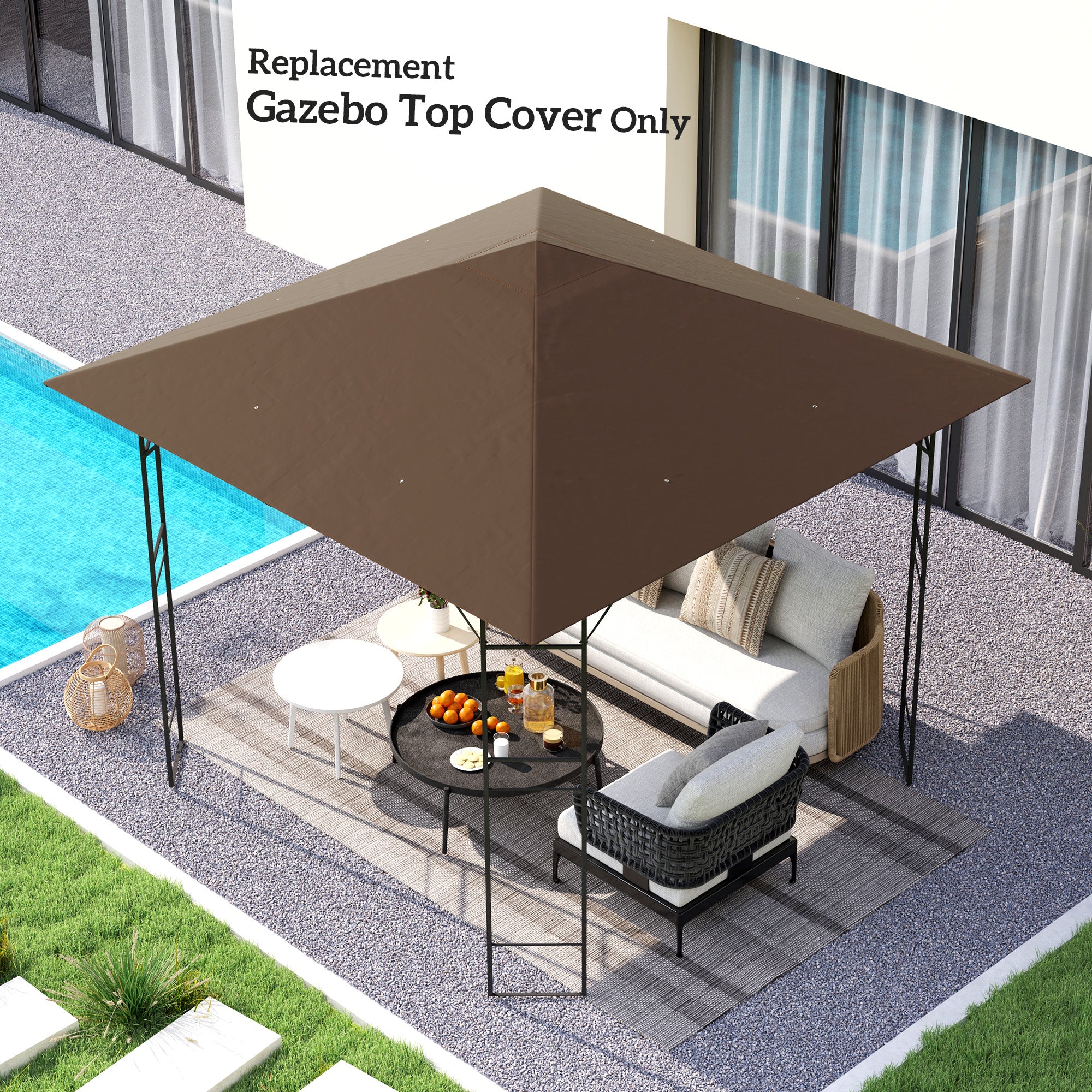 Outsunny 3 X 3(m) Gazebo Canopy Replacement Cover With Drain Holes - Image 16