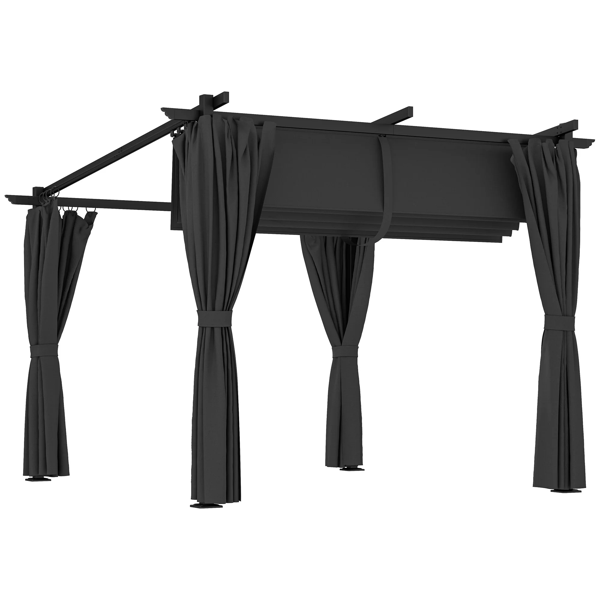 Outsunny 3 X 3(m) Metal Pergola With Retractable Roof And Sidewalls, Grey - Image 10