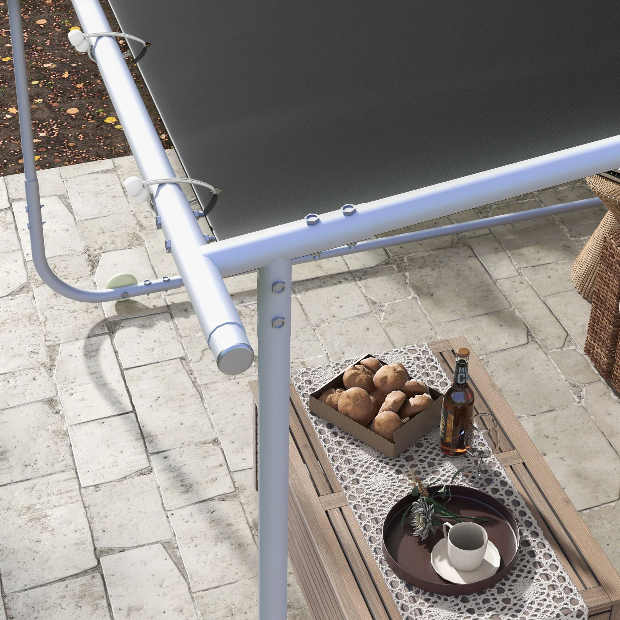 Outsunny 3 x 3(m) Mobile Pergola Kit, Event Shelter with Wheels, UV30+ - Image 7