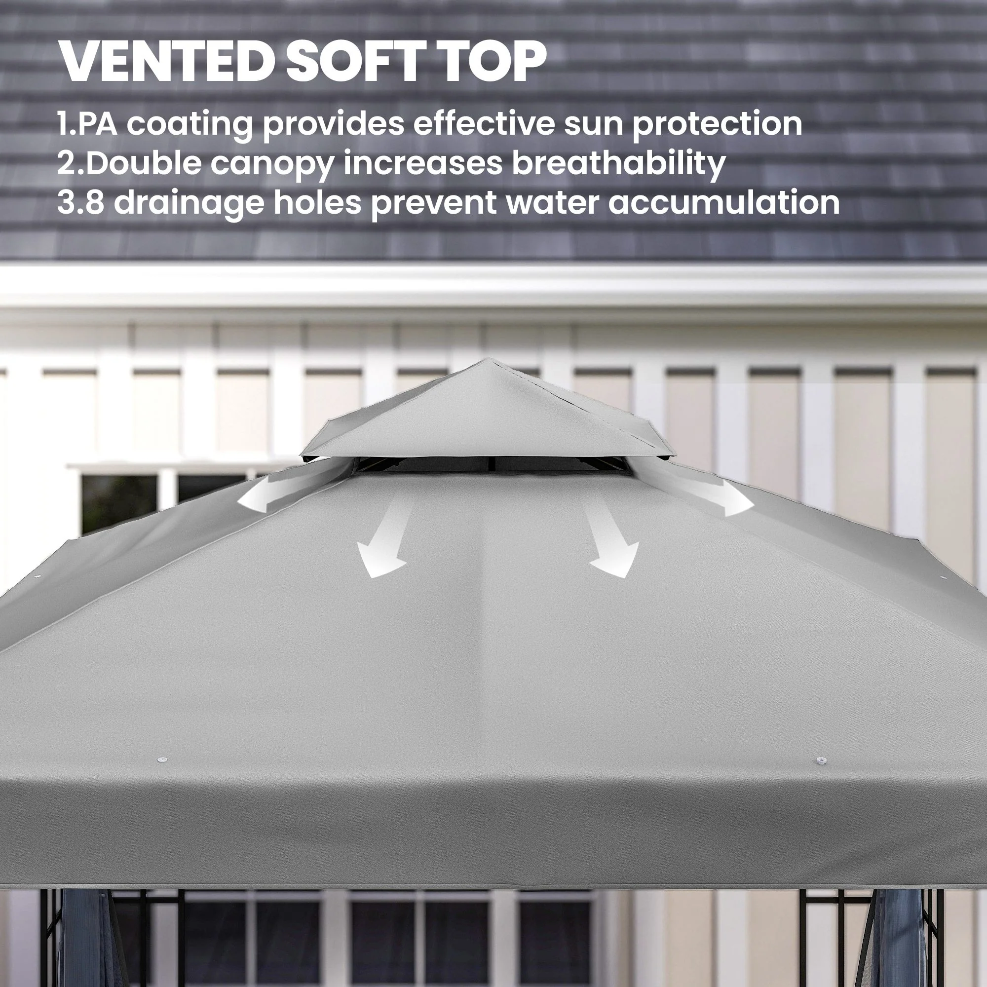 Outsunny 3 x 3(m) Patio Gazebo Canopy Garden Pavilion, Light Grey - Image 4