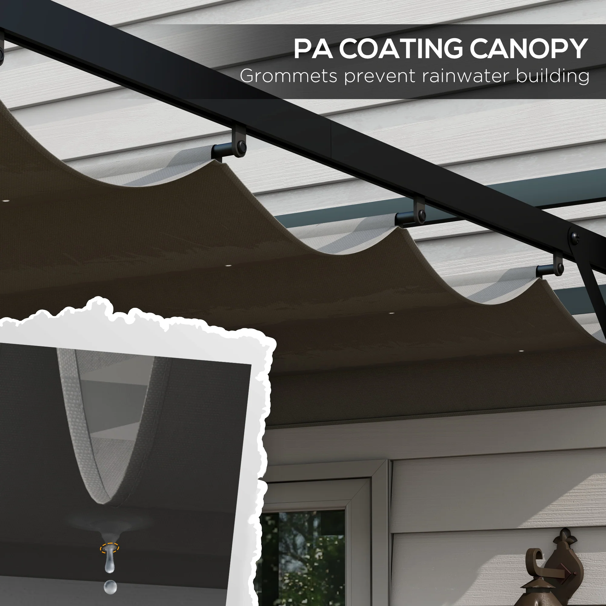 Outsunny 3 x 3(m) Pergola with Retractable Roof and Aluminium Frame, Grey - Image 4