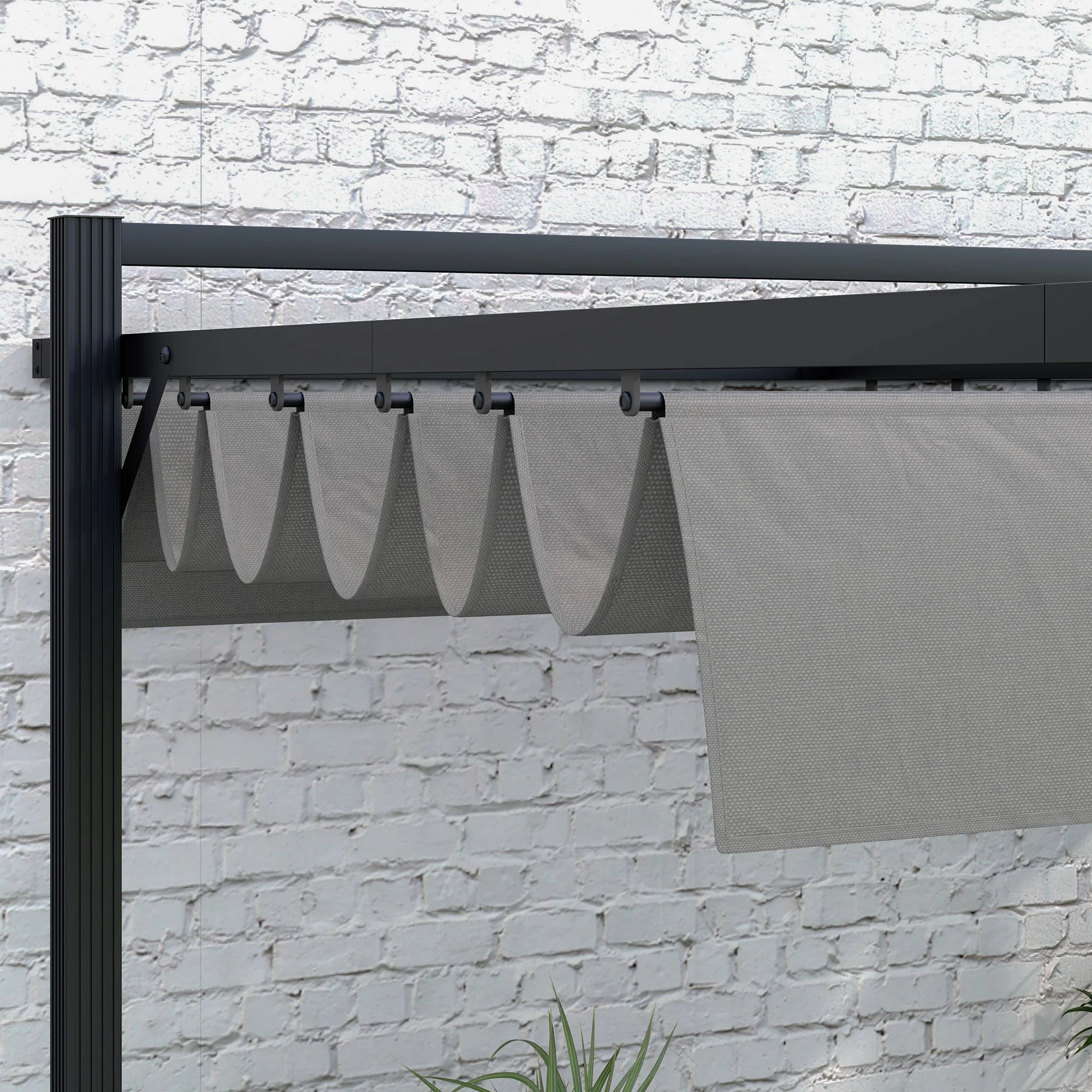 Outsunny 3 x 3(m) Pergola with Retractable Roof and Aluminium Frame, Grey - Image 9