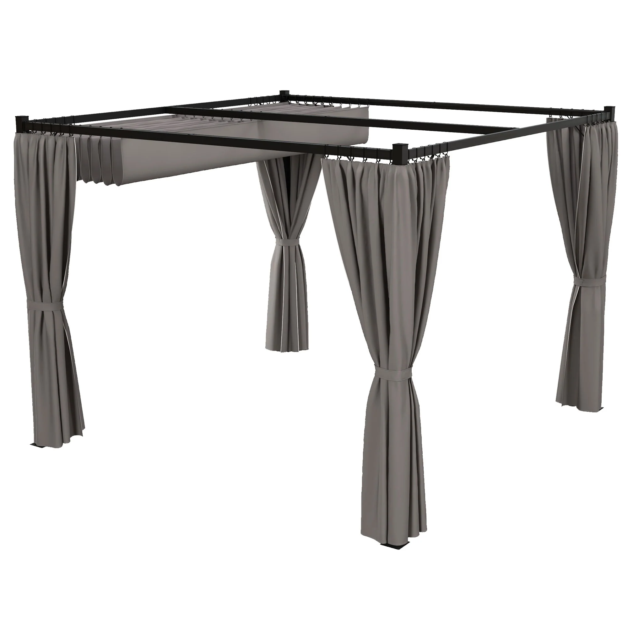 Outsunny 3 X 3(m) Pergola With Retractable Roof And Curtains