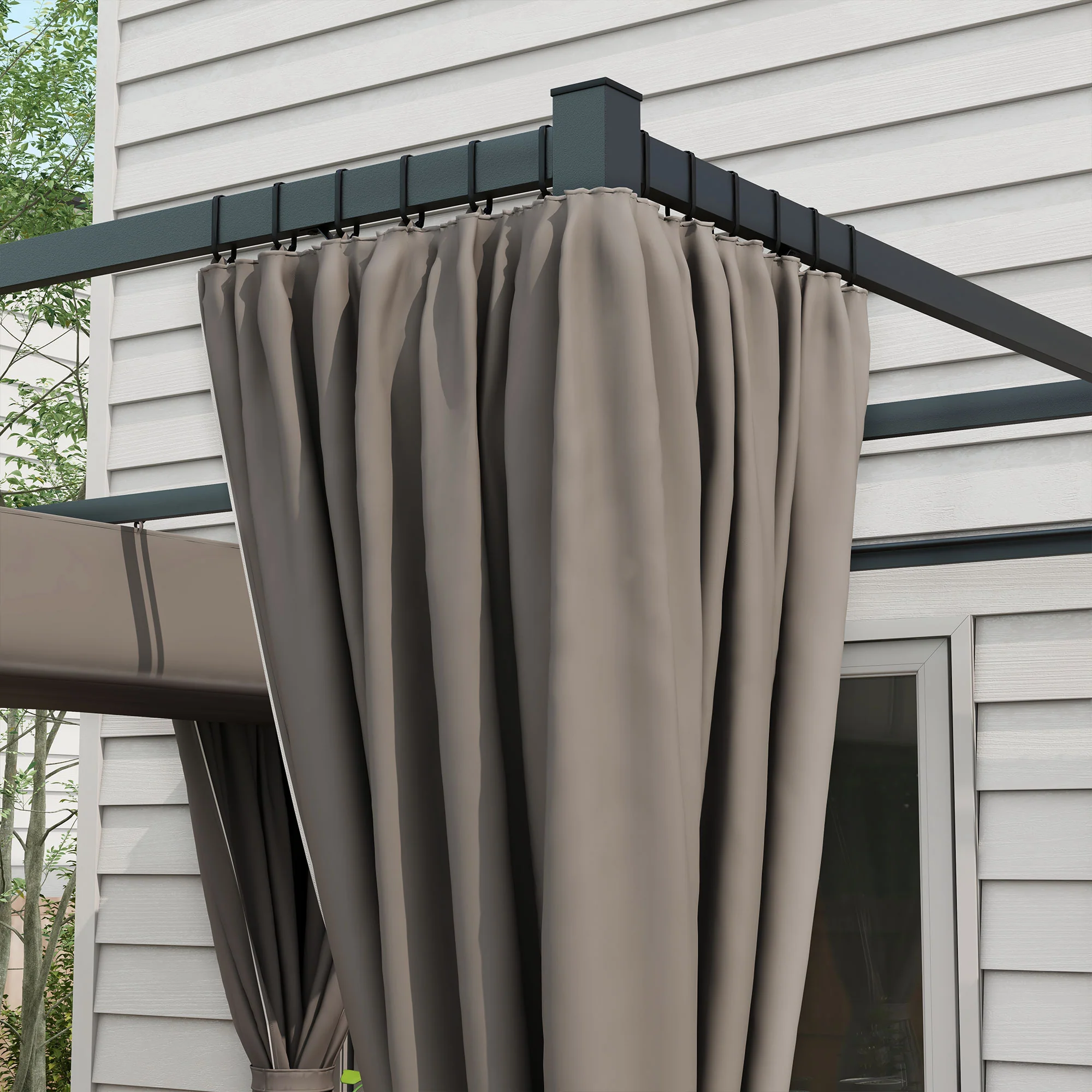 Outsunny 3 X 3(m) Pergola With Retractable Roof And Curtains - Image 7