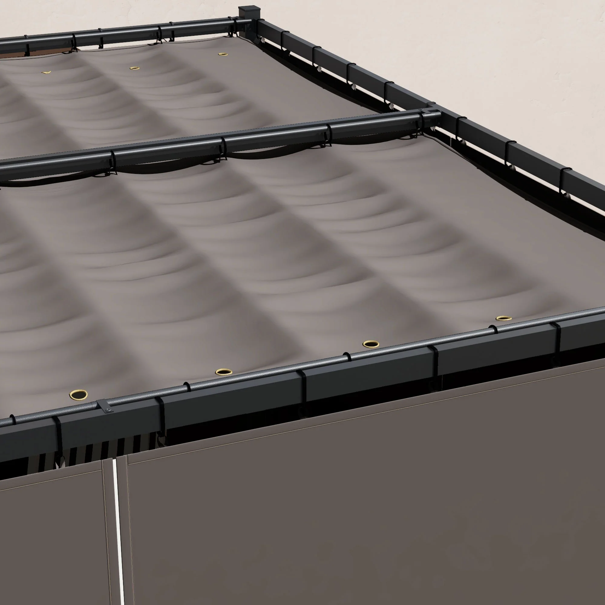 Outsunny 3 X 3(m) Pergola With Retractable Roof And Curtains - Image 8