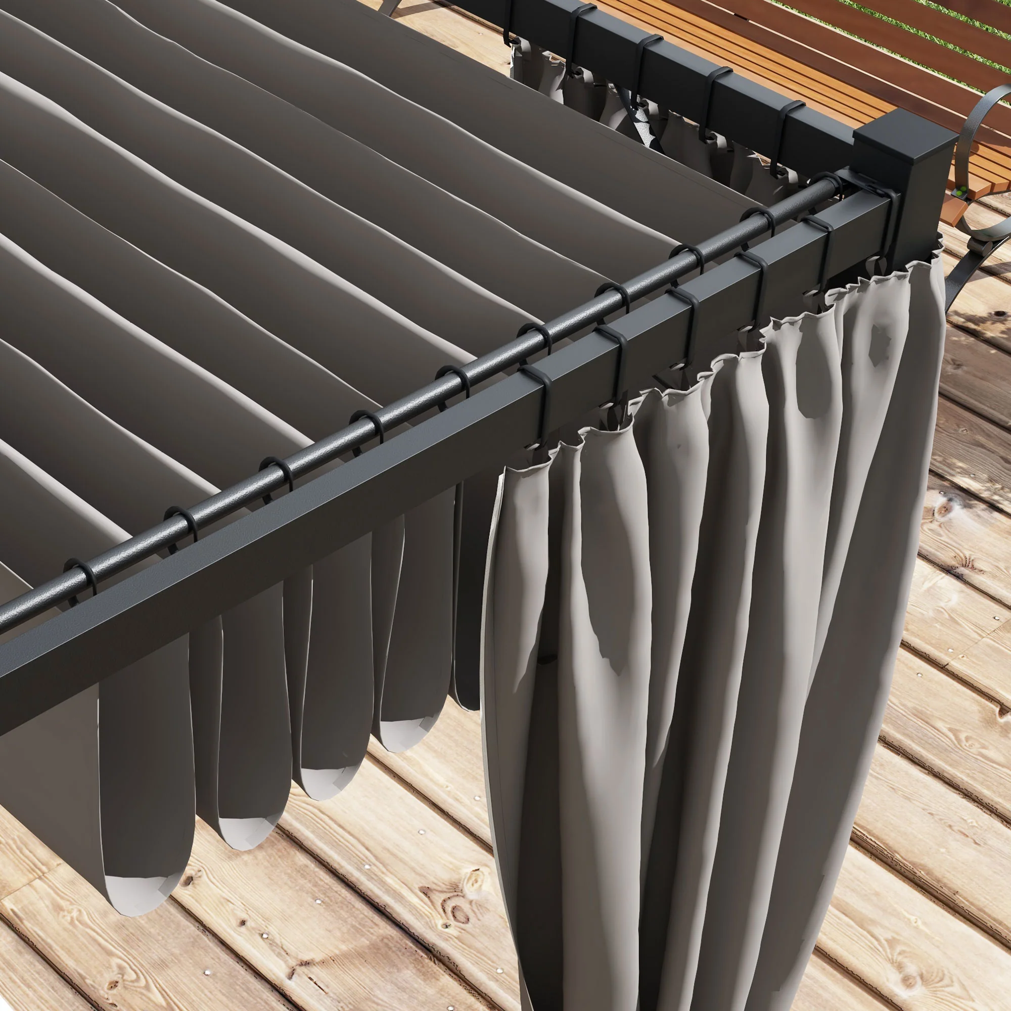 Outsunny 3 X 3(m) Pergola With Retractable Roof And Curtains - Image 9