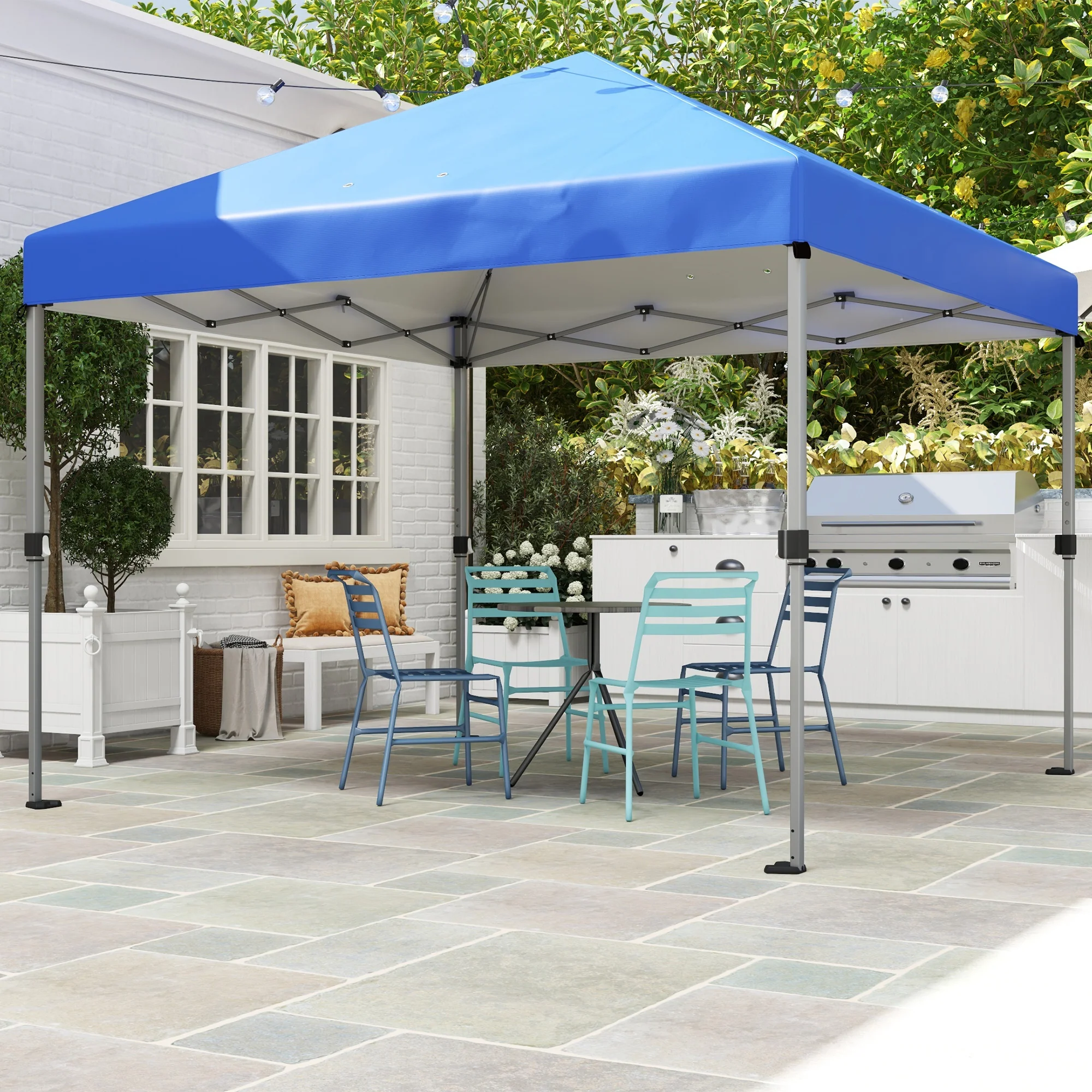 Outsunny 3 X 3(m) Pop Up Gazebo, Instant Shelter With 1-Button Push - Blue/Grey/Green/White - Image 11