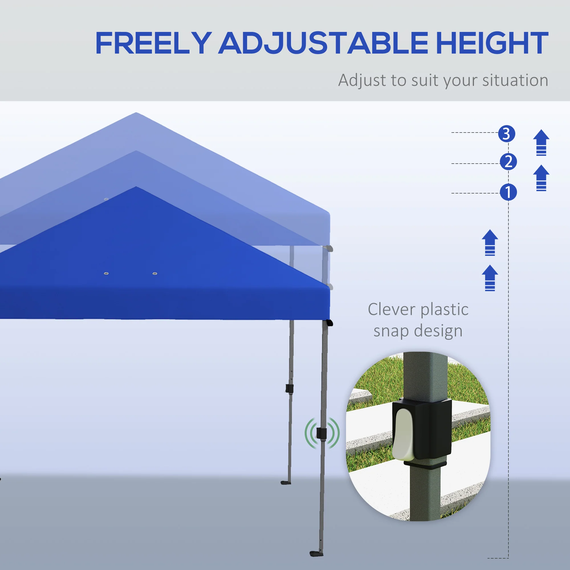 Outsunny 3 X 3(m) Pop Up Gazebo, Instant Shelter With 1-Button Push - Blue/Grey/Green/White - Image 13