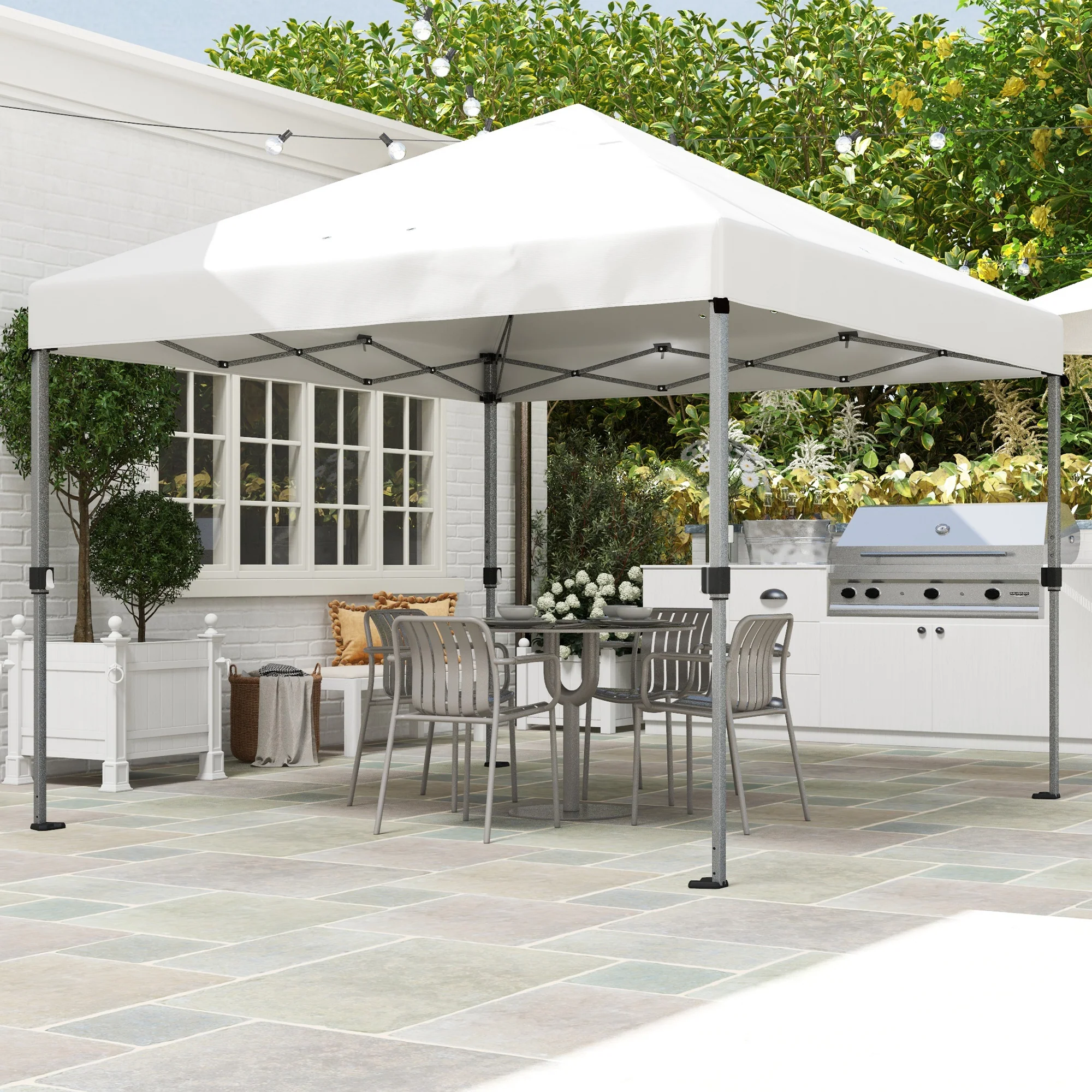 Outsunny 3 X 3(m) Pop Up Gazebo, Instant Shelter With 1-Button Push - Blue/Grey/Green/White - Image 2