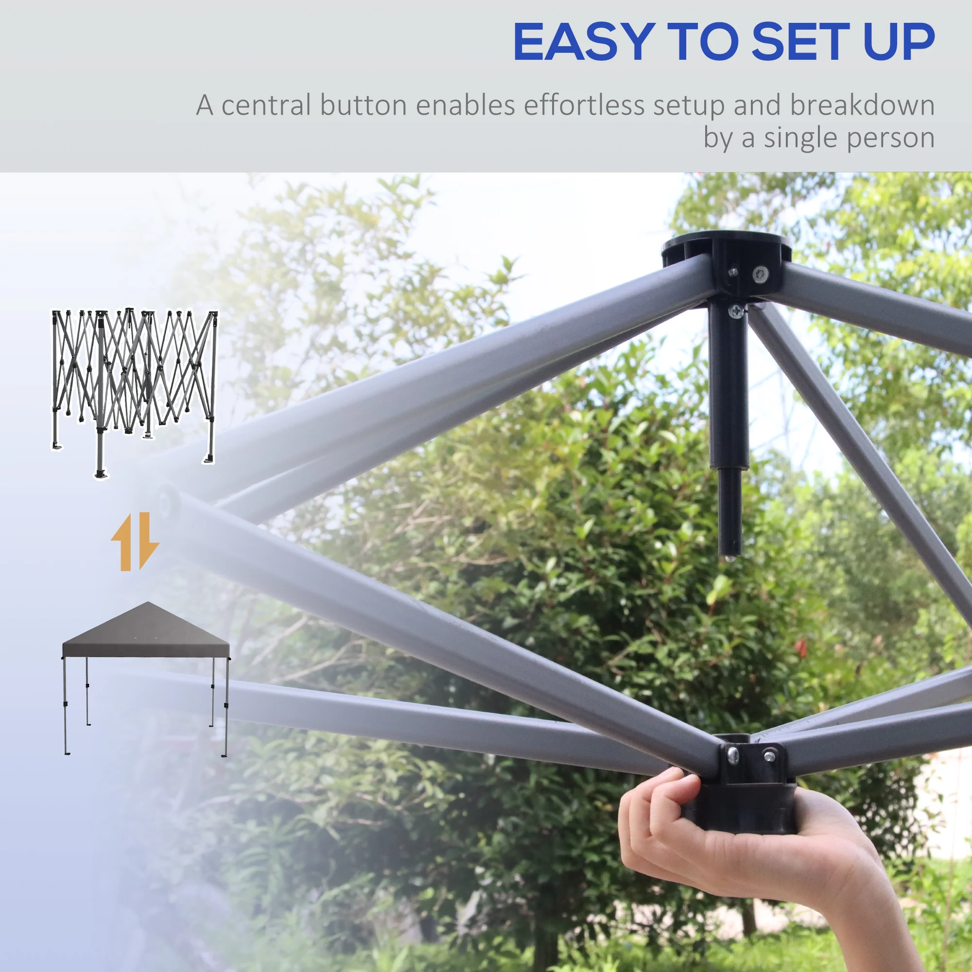 Outsunny 3 X 3(m) Pop Up Gazebo, Instant Shelter With 1-Button Push - Blue/Grey/Green/White - Image 20