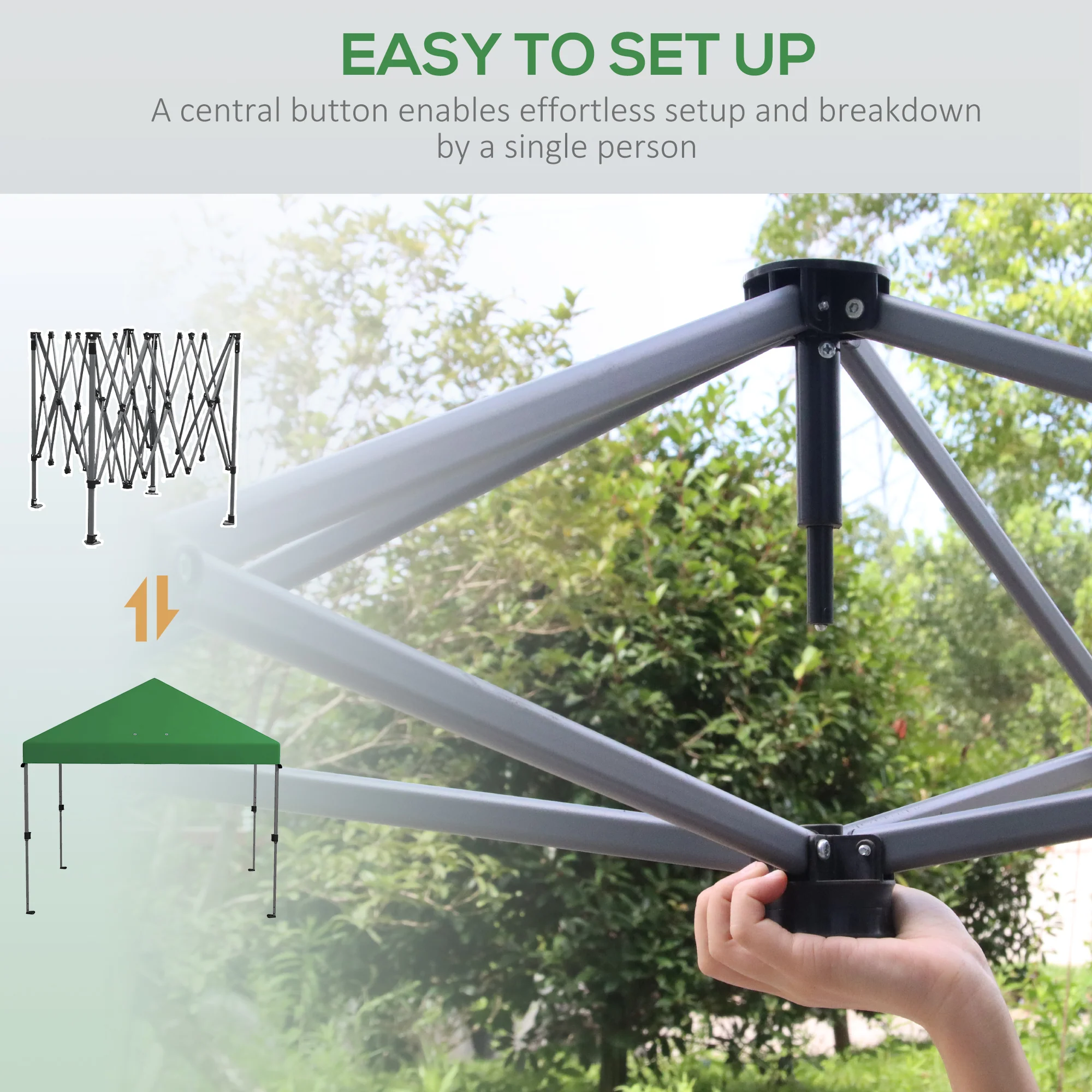 Outsunny 3 X 3(m) Pop Up Gazebo, Instant Shelter With 1-Button Push - Blue/Grey/Green/White - Image 27