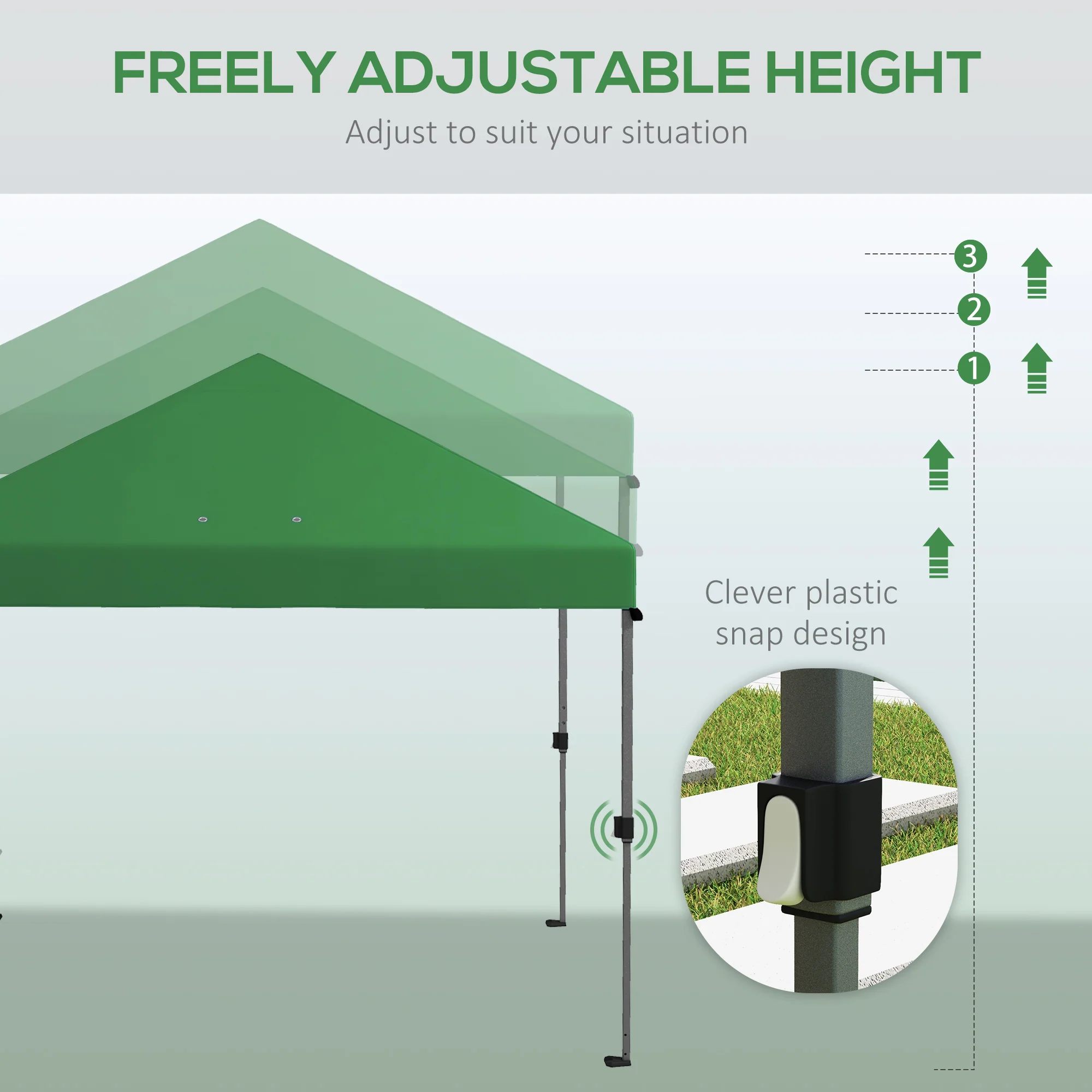 Outsunny 3 X 3(m) Pop Up Gazebo, Instant Shelter With 1-Button Push - Blue/Grey/Green/White - Image 28