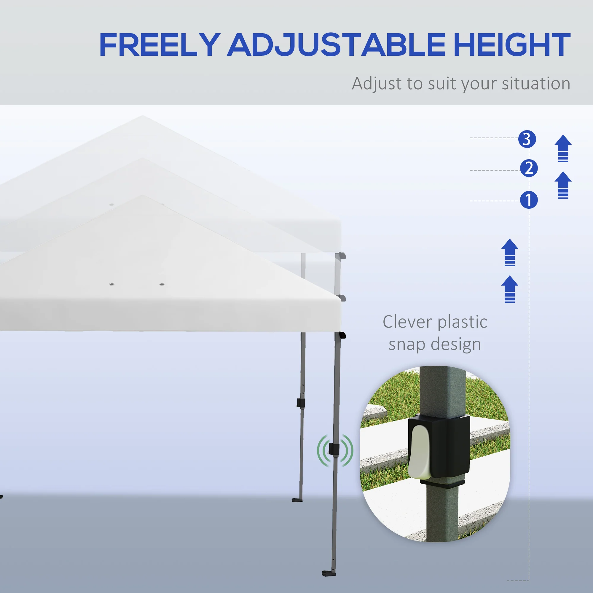 Outsunny 3 X 3(m) Pop Up Gazebo, Instant Shelter With 1-Button Push - Blue/Grey/Green/White - Image 4
