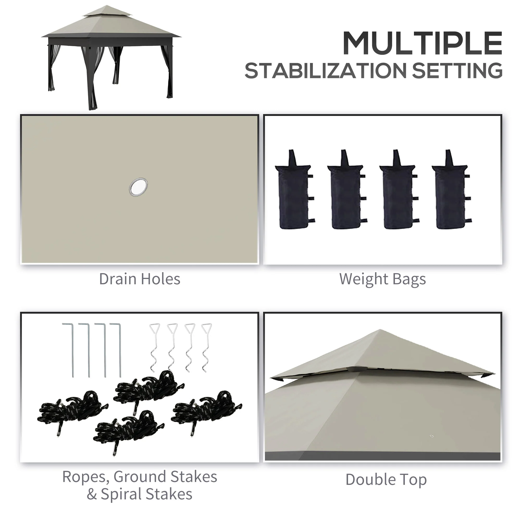 Outsunny 3 X 3(m) Pop Up Gazebo, Instant Shelter With Mosquito Netting, Grey - Image 6