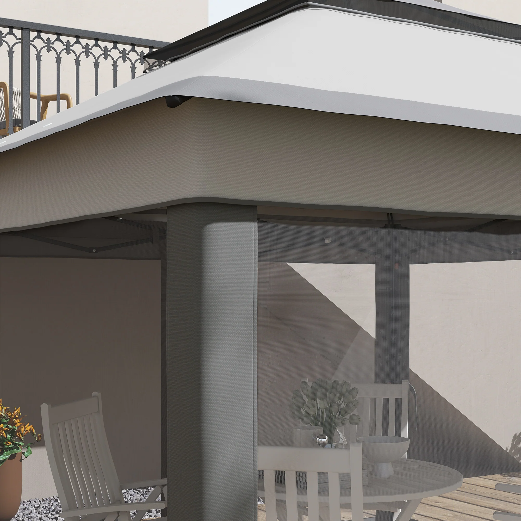 Outsunny 3 x 3(m) Pop Up Gazebo Tent with Netting, Height Adjustable, Grey - Image 9