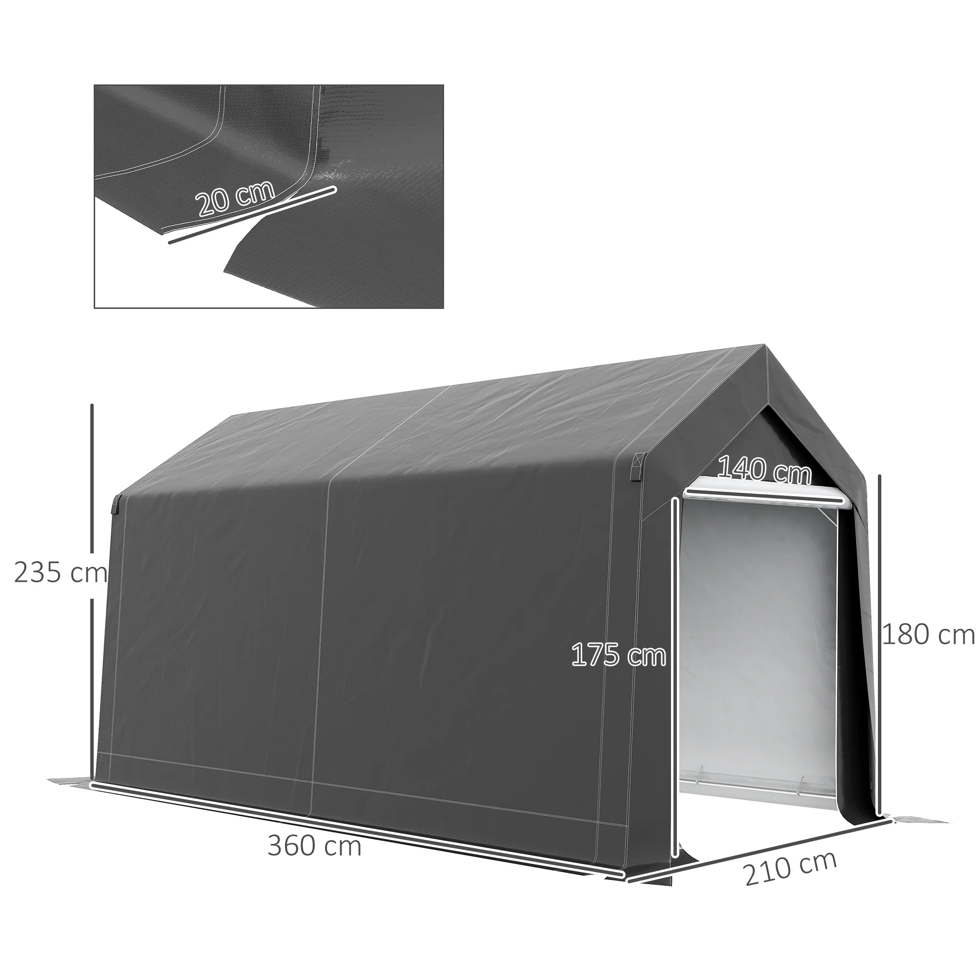 Outsunny 3 x 3(m) Portable Shed, Waterproof and Heavy Duty Dark Grey - Image 10