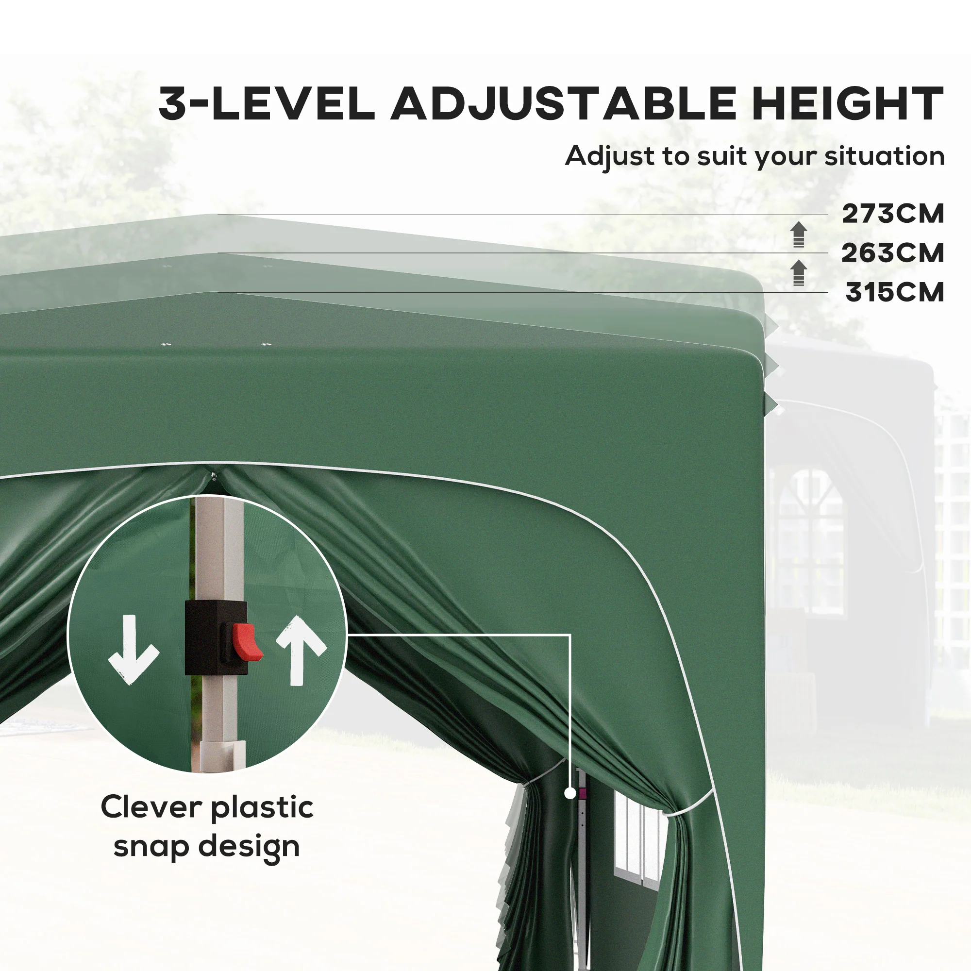 Outsunny 3 X 3(m) UPF50+ Pop Up Gazebo With Sides And Carry Bag - Image 13