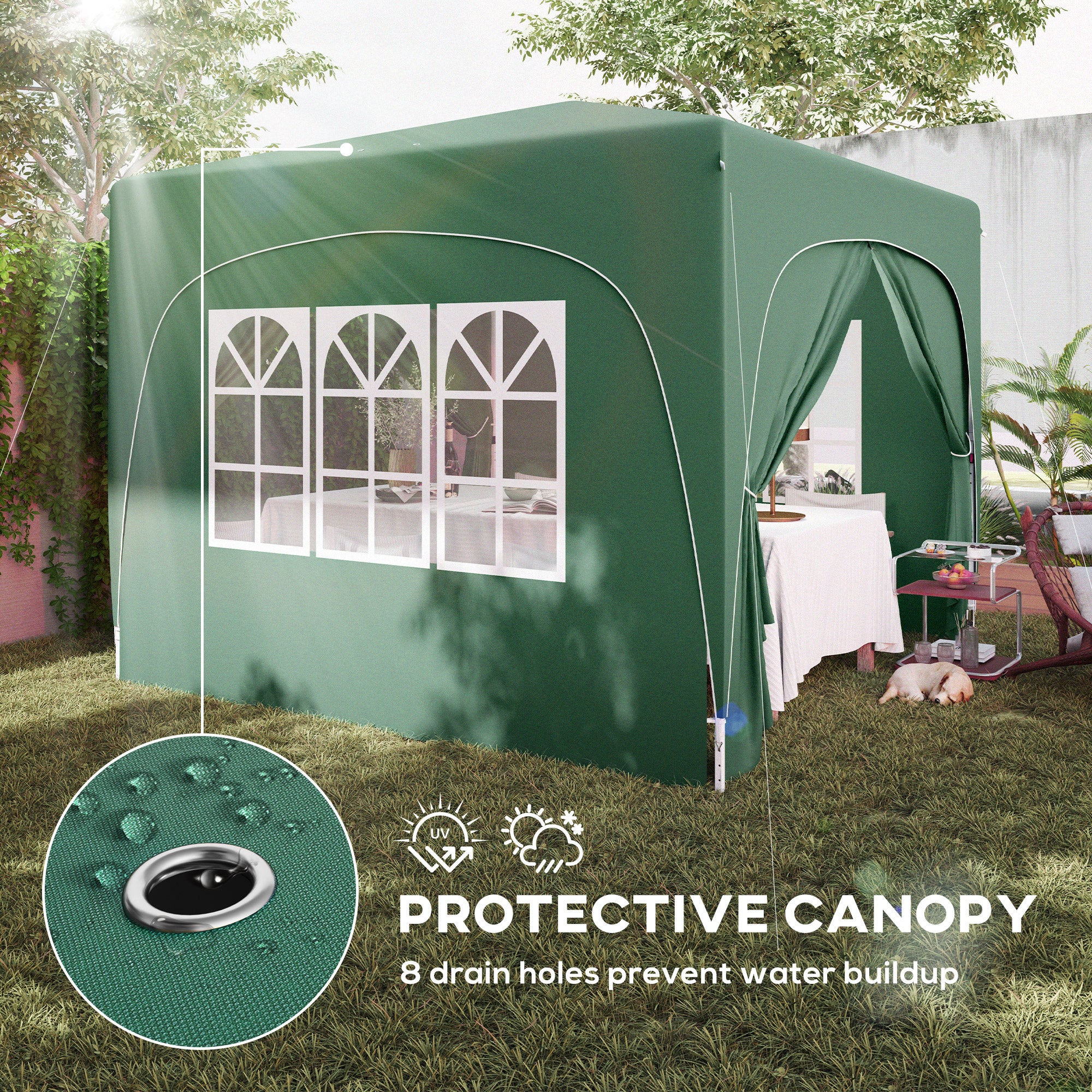 Outsunny 3 X 3(m) UPF50+ Pop Up Gazebo With Sides And Carry Bag - Image 15