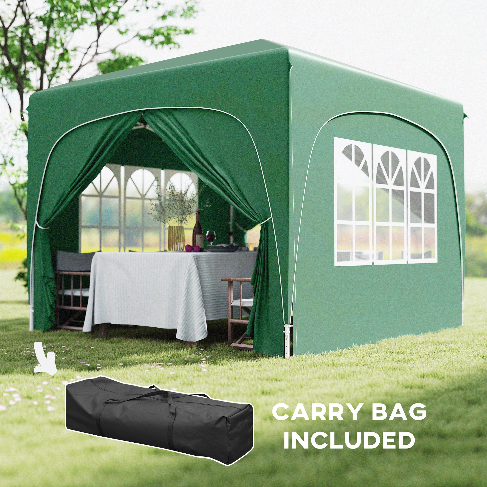 Outsunny 3 X 3(m) UPF50+ Pop Up Gazebo With Sides And Carry Bag - Image 16