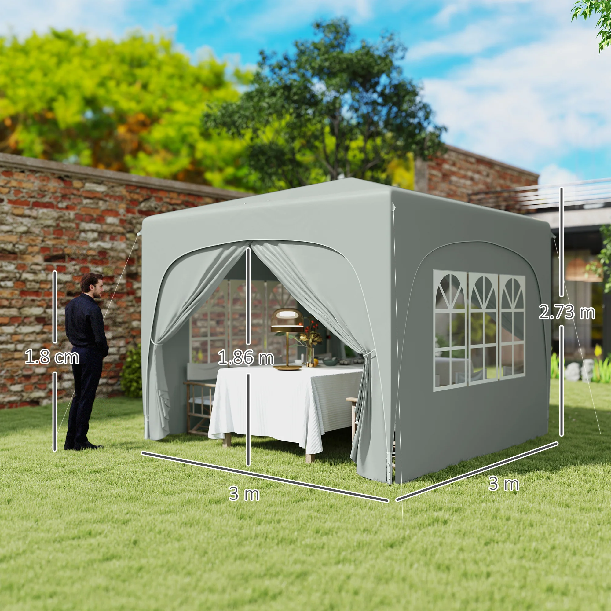 Outsunny 3 X 3(m) UPF50+ Pop Up Gazebo With Sides And Carry Bag - Image 23