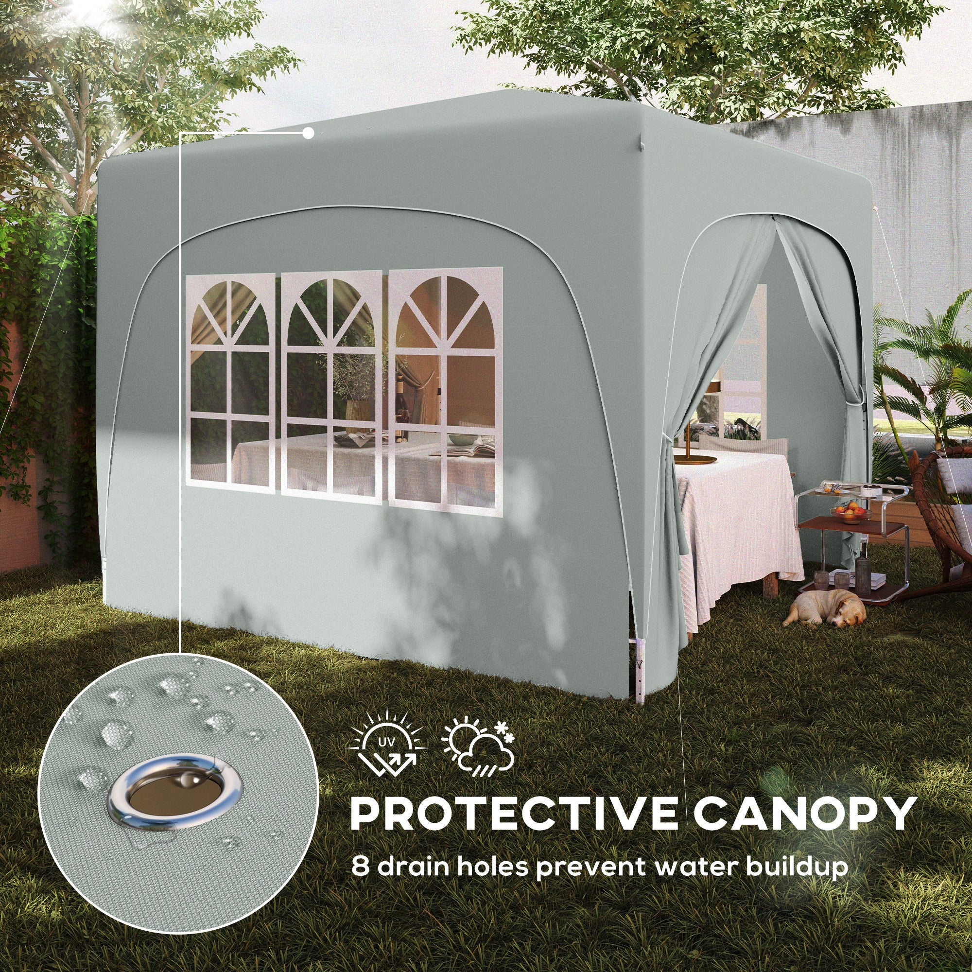 Outsunny 3 X 3(m) UPF50+ Pop Up Gazebo With Sides And Carry Bag - Image 24