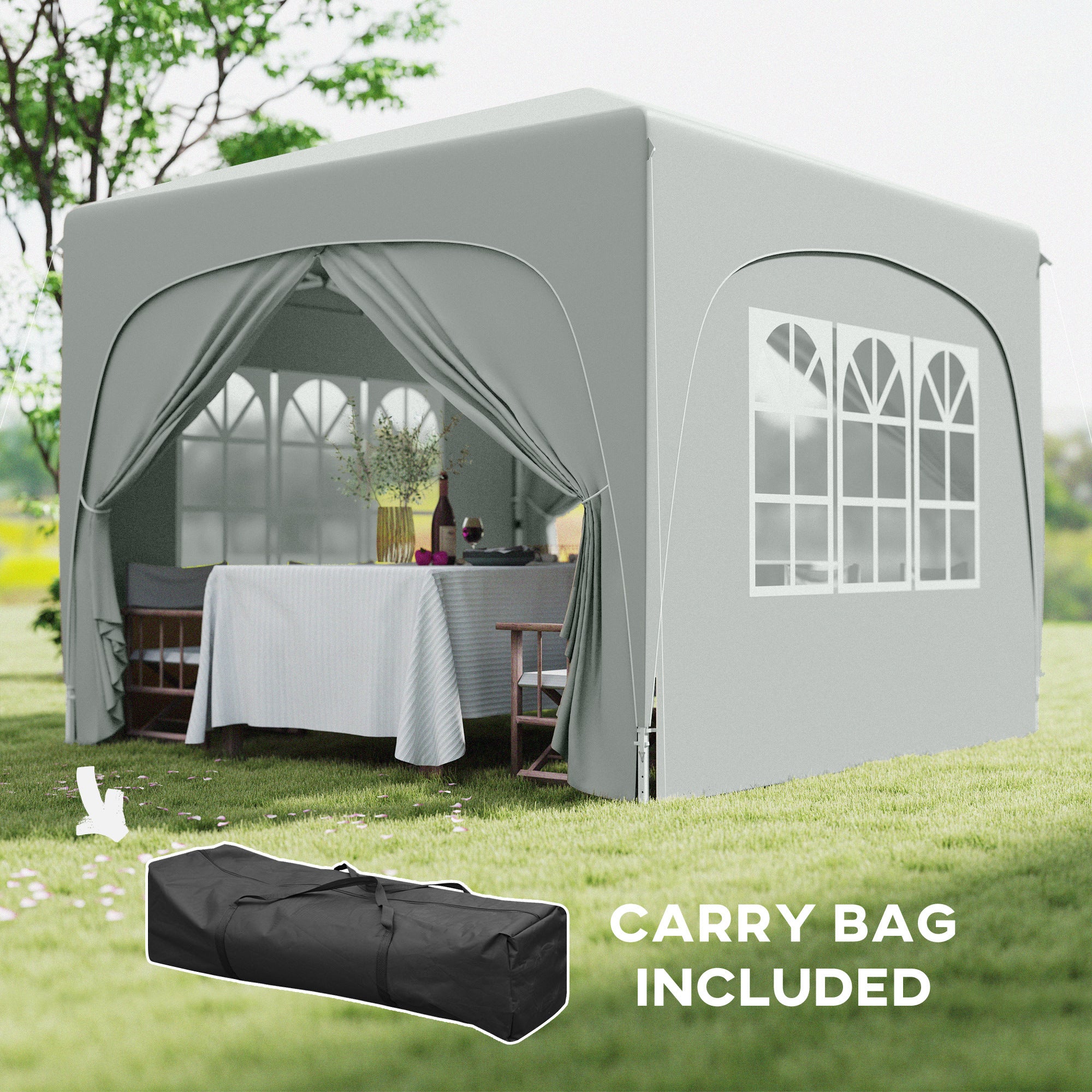 Outsunny 3 X 3(m) UPF50+ Pop Up Gazebo With Sides And Carry Bag - Image 25