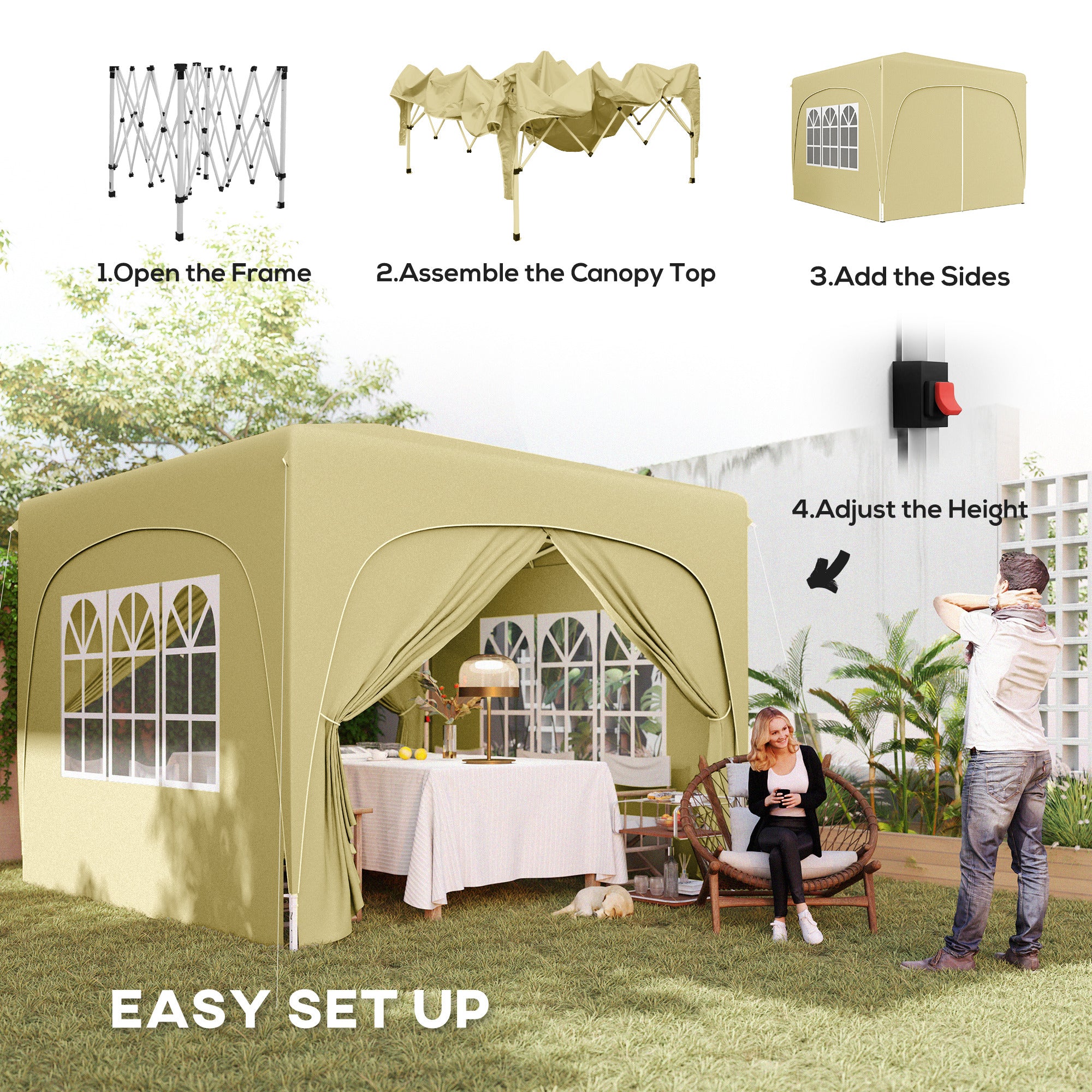 Outsunny 3 X 3(m) UPF50+ Pop Up Gazebo With Sides And Carry Bag - Image 30