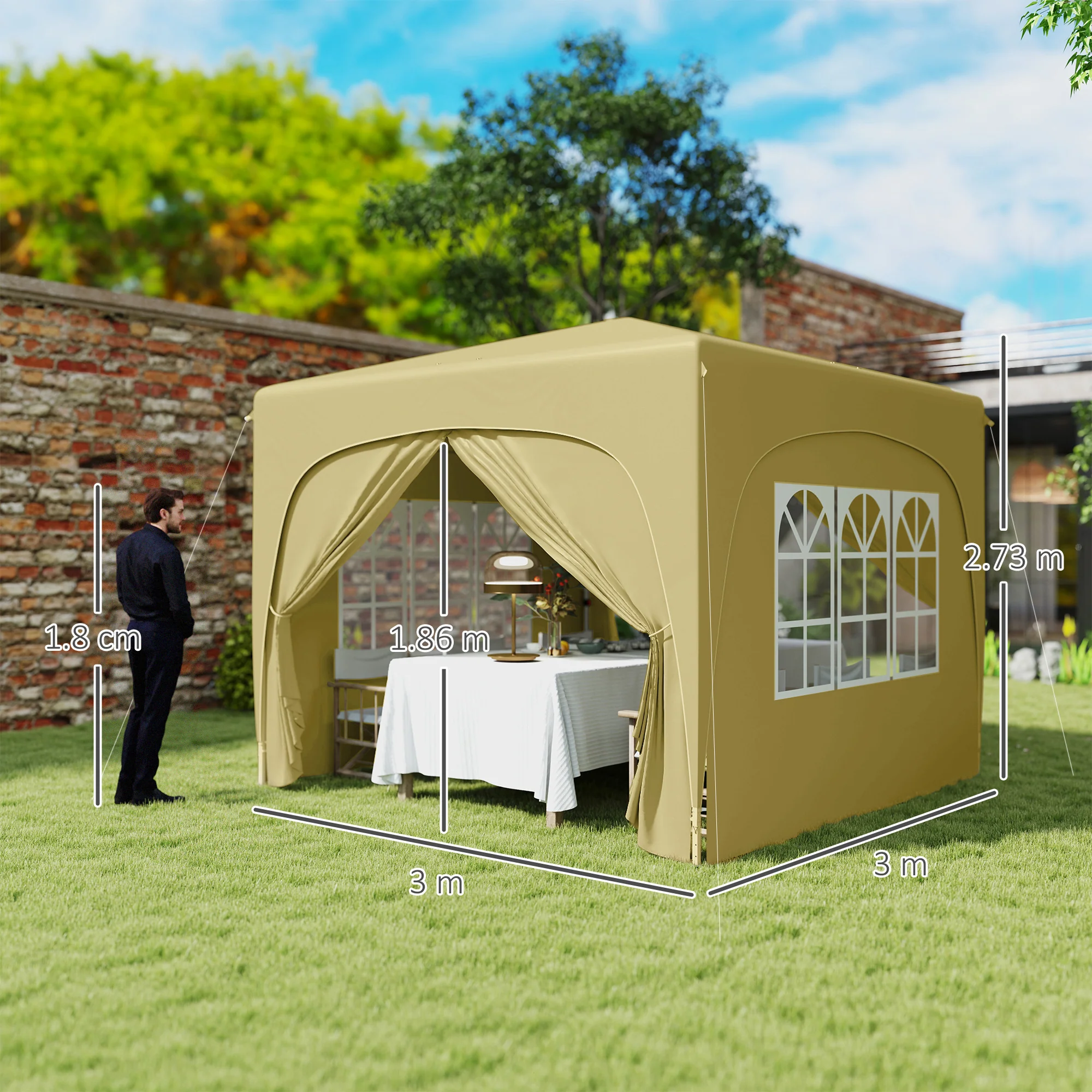 Outsunny 3 X 3(m) UPF50+ Pop Up Gazebo With Sides And Carry Bag - Image 32