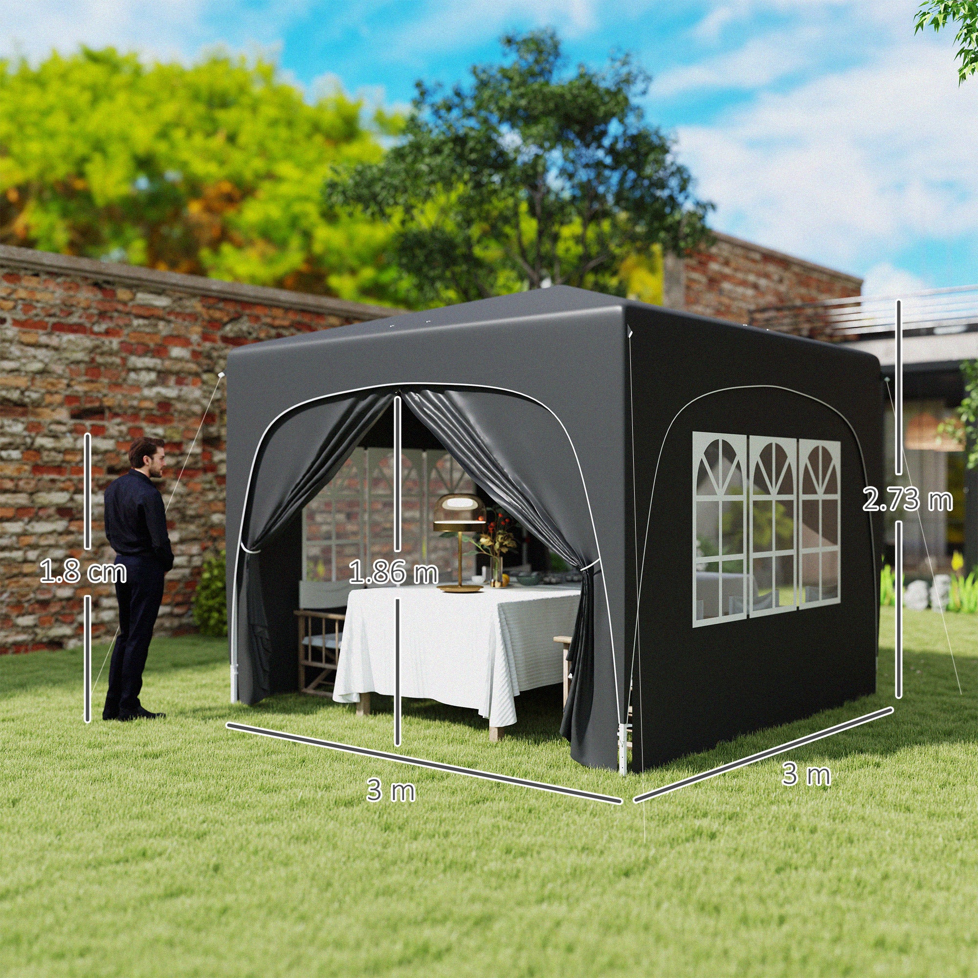 Outsunny 3 X 3(m) UPF50+ Pop Up Gazebo With Sides And Carry Bag - Image 5